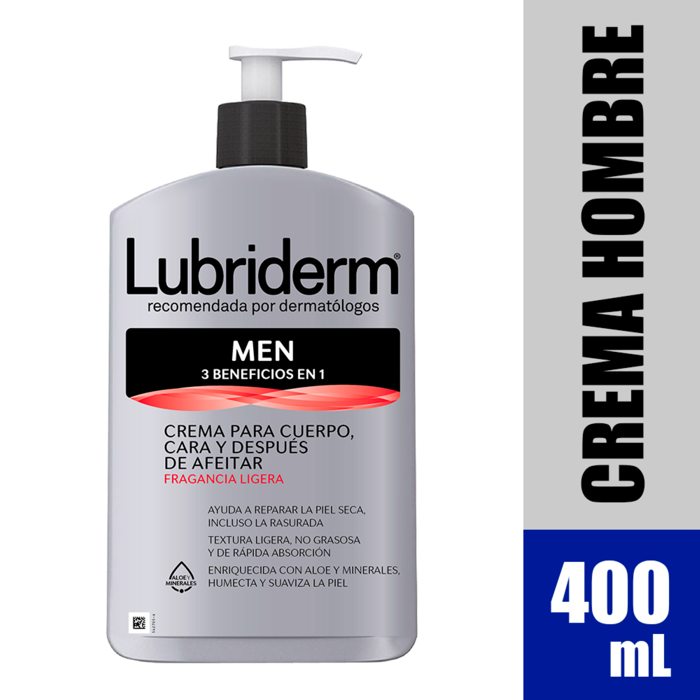 Lubriderm Men Loción 3 en 1 – fragancia, 400 ml