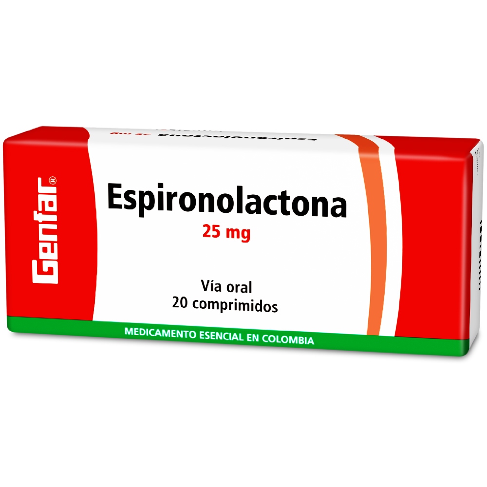 Espironolactona 25 mg - 20 tabletas GF
