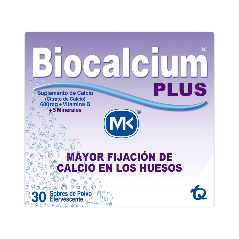 Biocalcium Plus polvo 30 sobres – calcio, vitamina D y 5 minerales (TECNOQUIMICAS S.A.)
