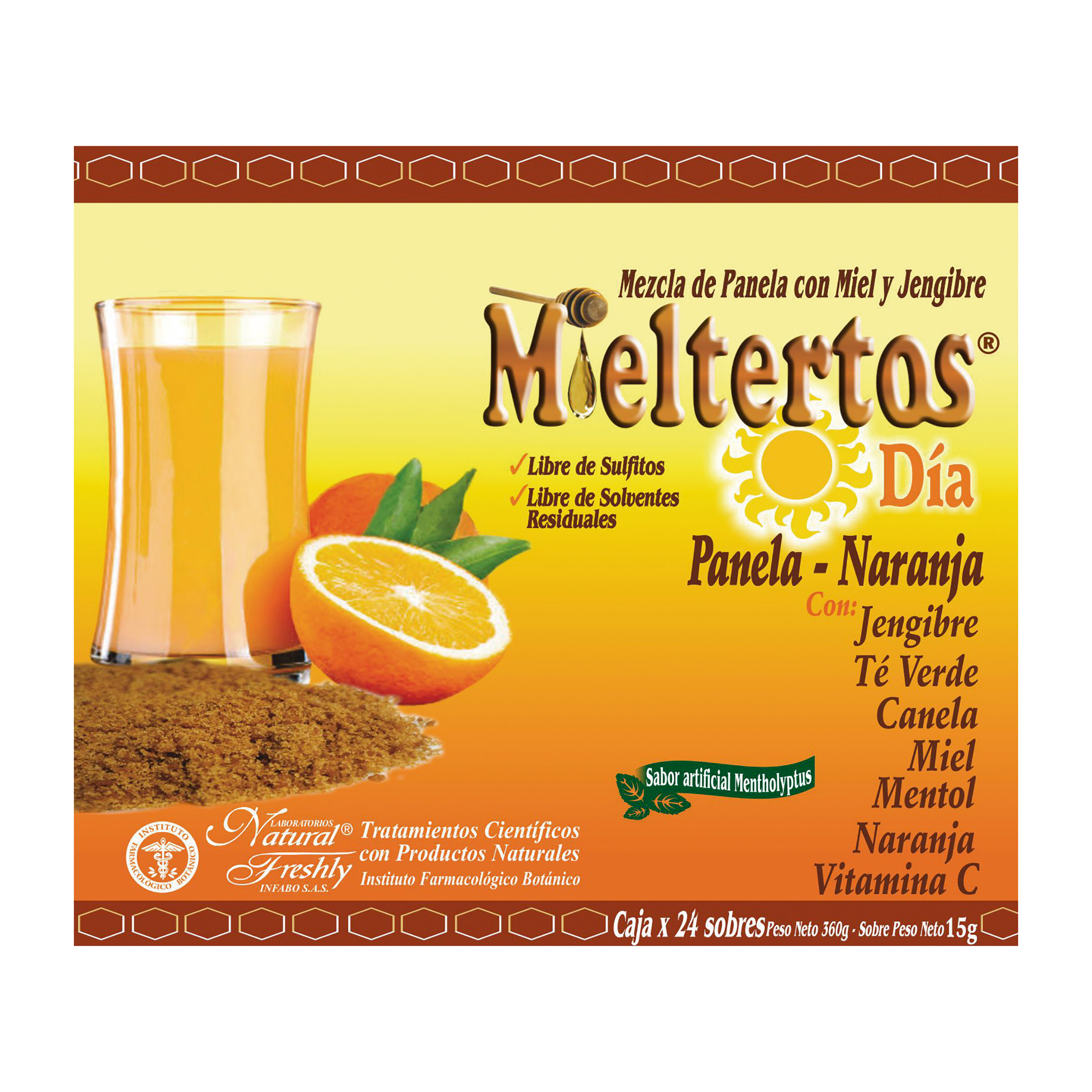 Mieltertos Gripa Día - Panela Naranja, 24 sobres