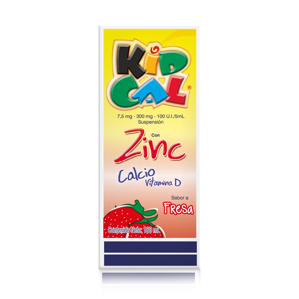 KIDCAL Suspensión 180 ml Sabor Fresa (3%+) Calcio, Vitamina D y Zinc