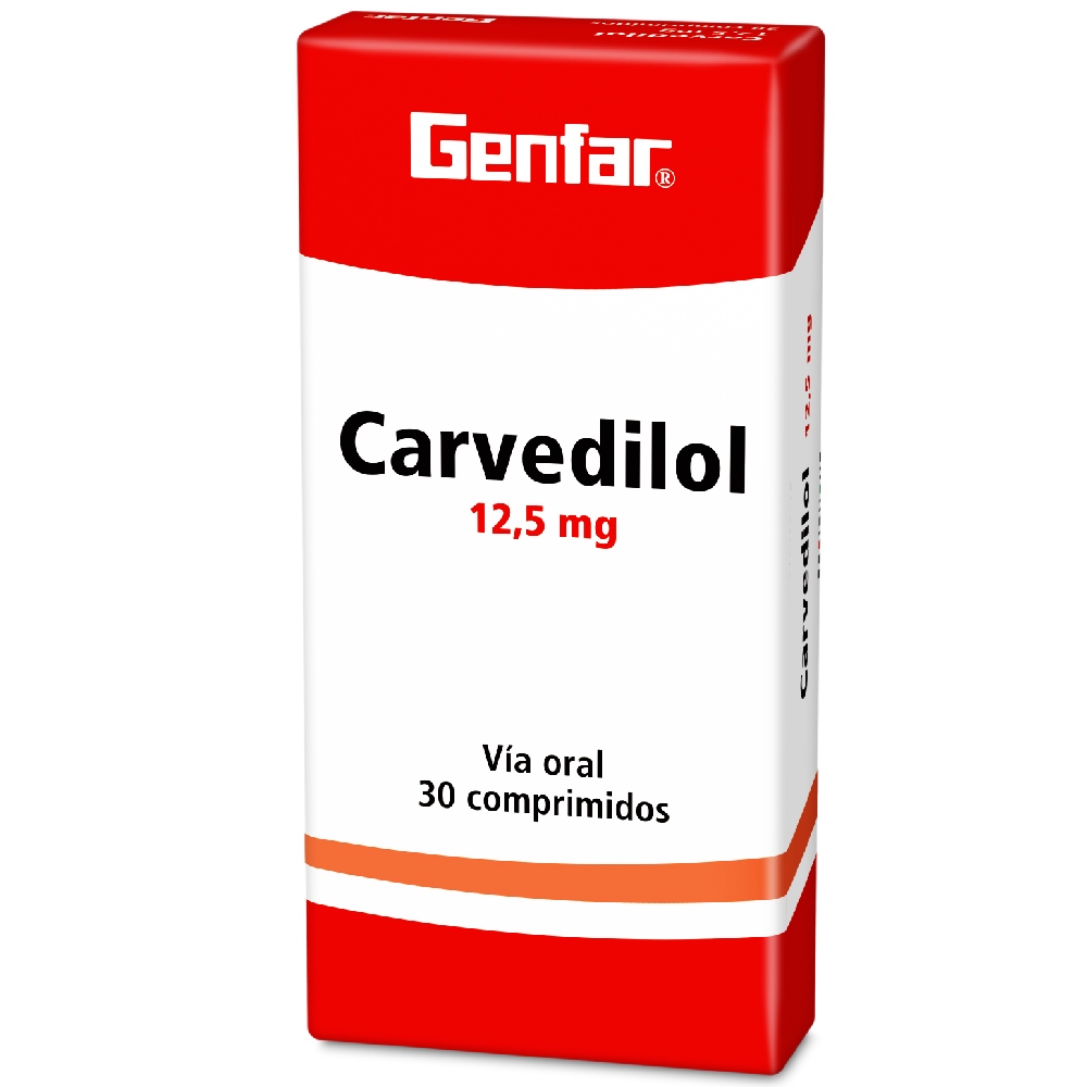 Carvedilol 12,5 mg - 30 tabletas