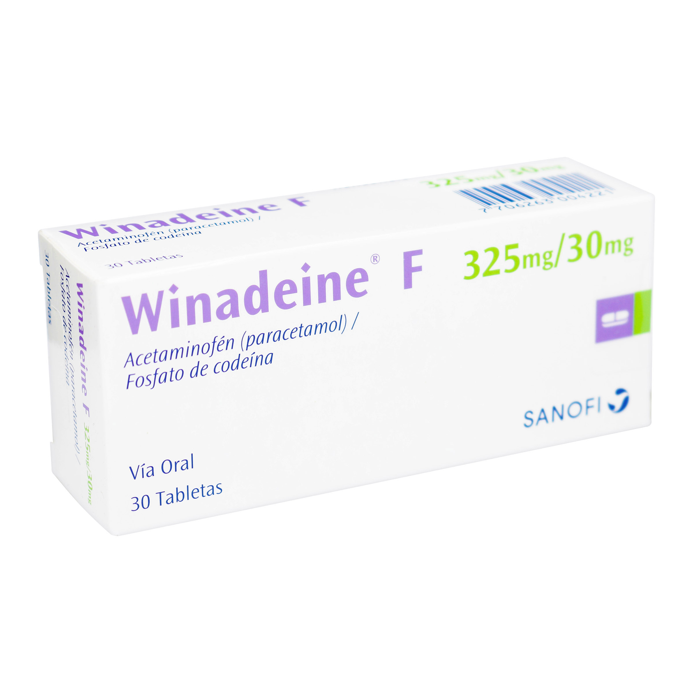 WINADEINE F 325/30 mg – 30 tabletas (acetaminofén + codeína)