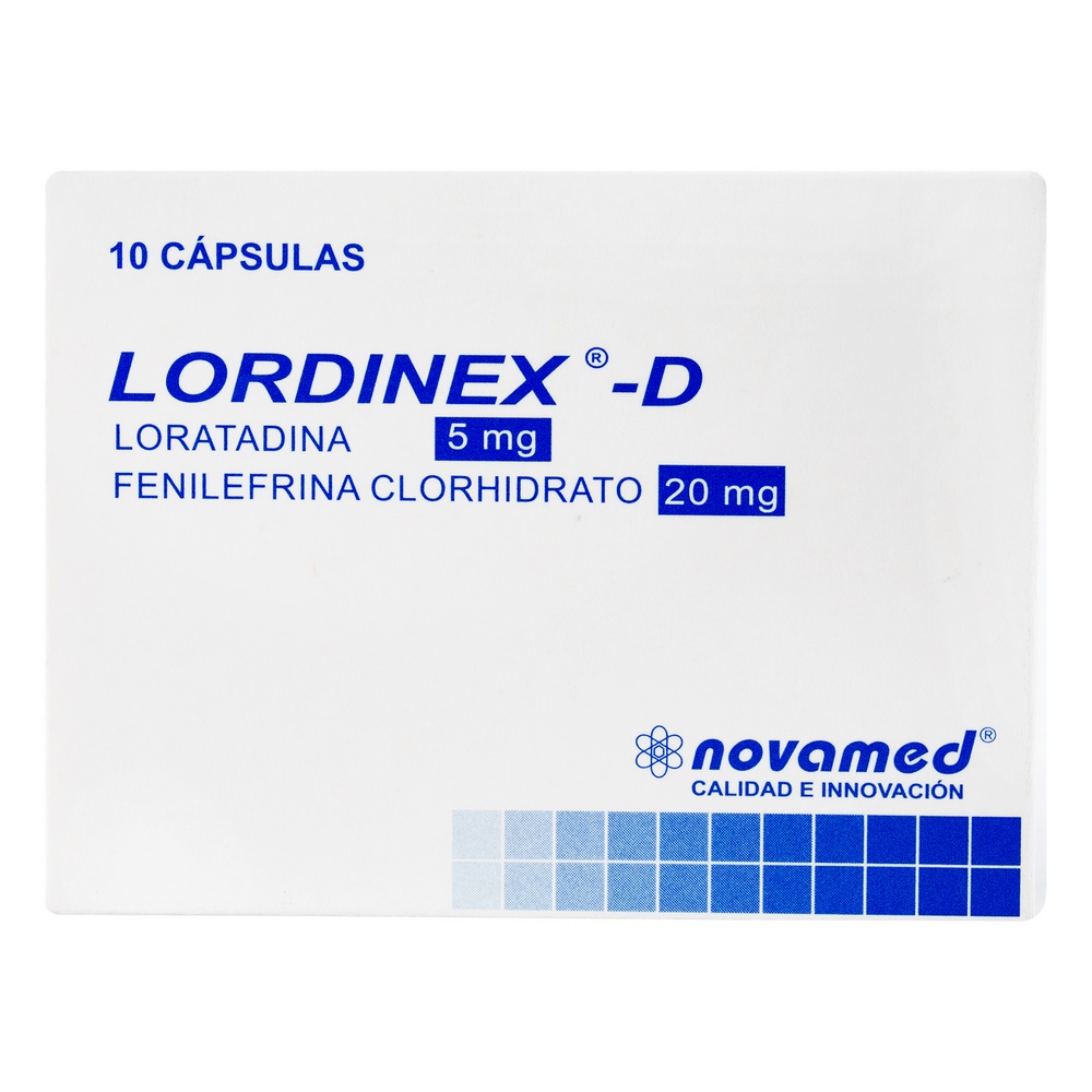 LORDINEX D – Loratadina + Fenilefrina, 10 cápsulas