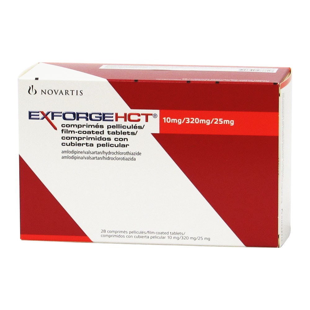 Exforge HCT 28 tabletas – Valsartán, Amlodipino, HCTZ
