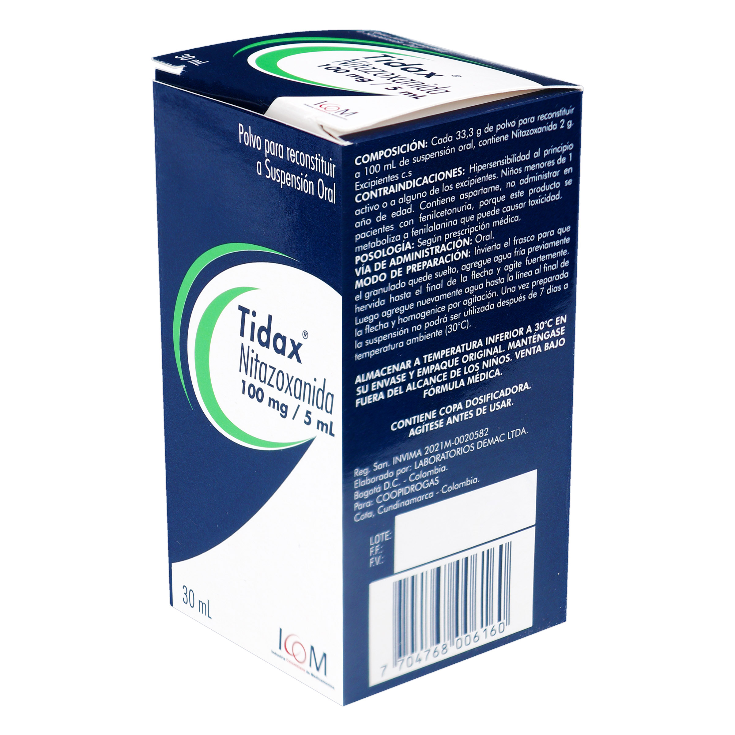 Tidax Nitazoxanida 100 mg/5 mL Suspensión 30 mL - ICOM