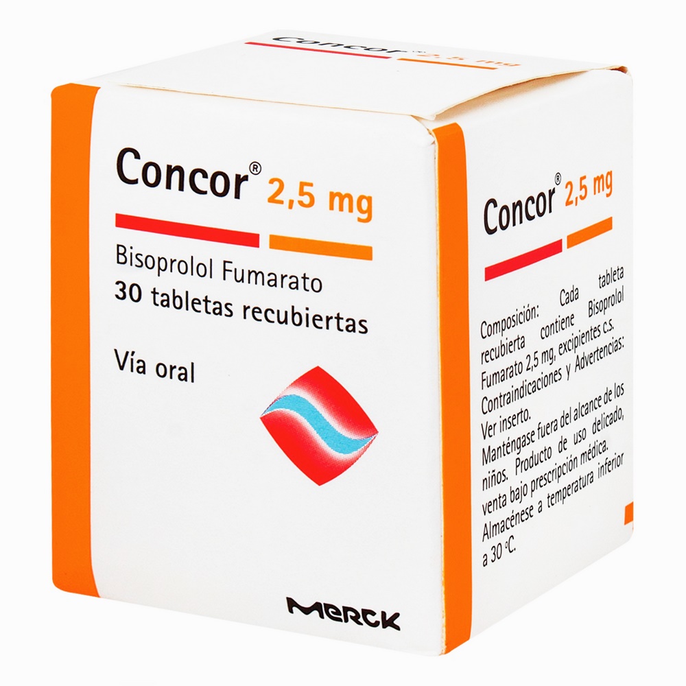 Concor 2.5 mg 30 tabletas - Bisoprolol Fumarato (Merck)