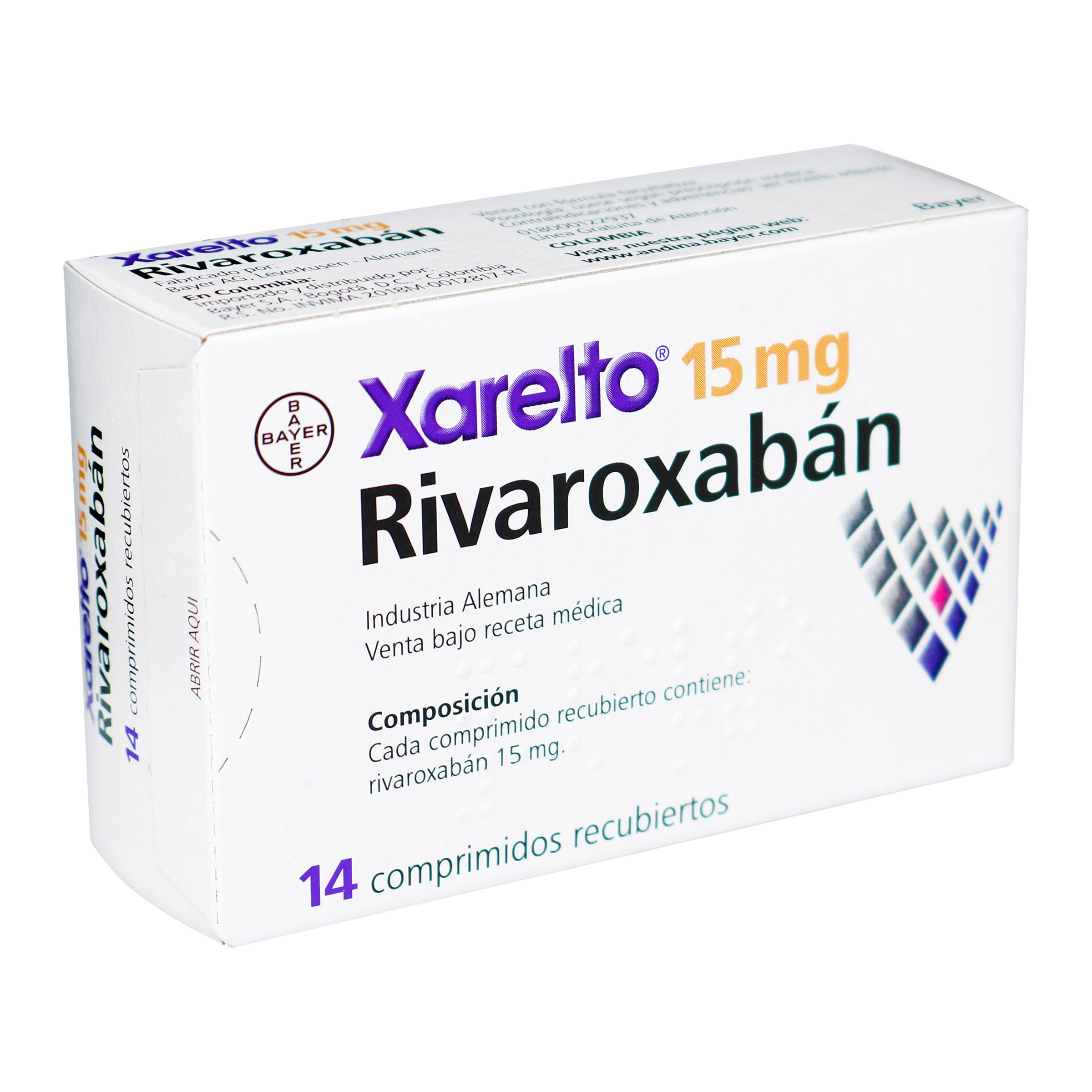 Xarelto 15 mg – Rivaroxabán, 14 cápsulas (BAYER S.A.)