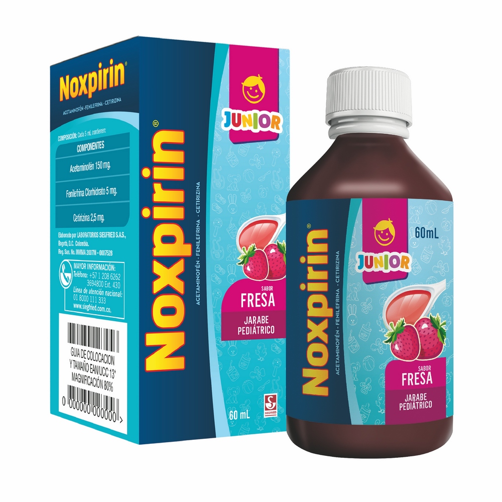 NOXPIRIN JUNIOR F Jarabe 60 ml acetaminofén-fenilefrina-cetirizina