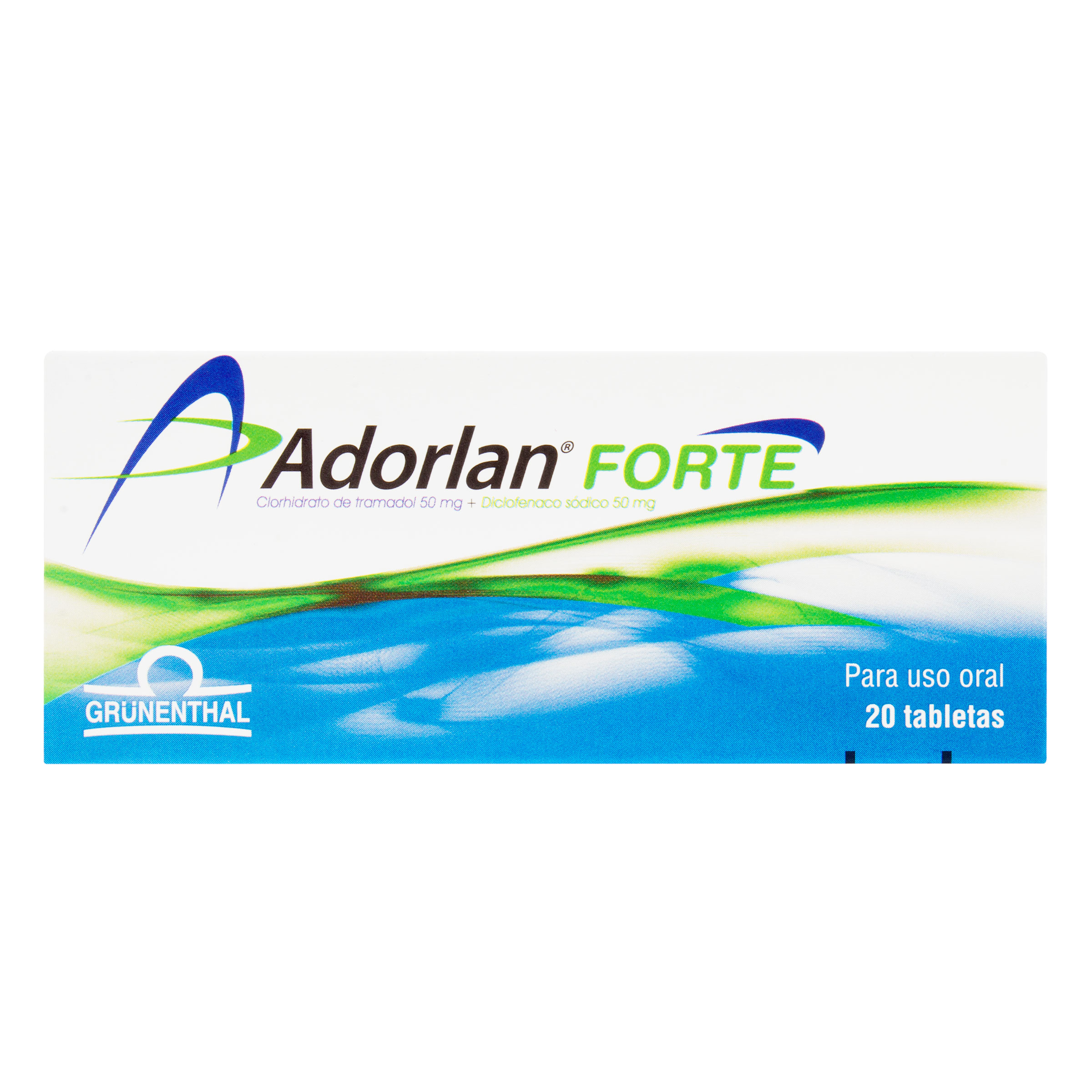 Adorlan Forte 50/50 mg - Diclofenaco + Tramadol, 20 tabletas