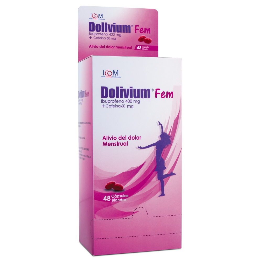 Dolivium FEM 400/60 mg - 48 cápsulas Ibuprofeno+Cafeína