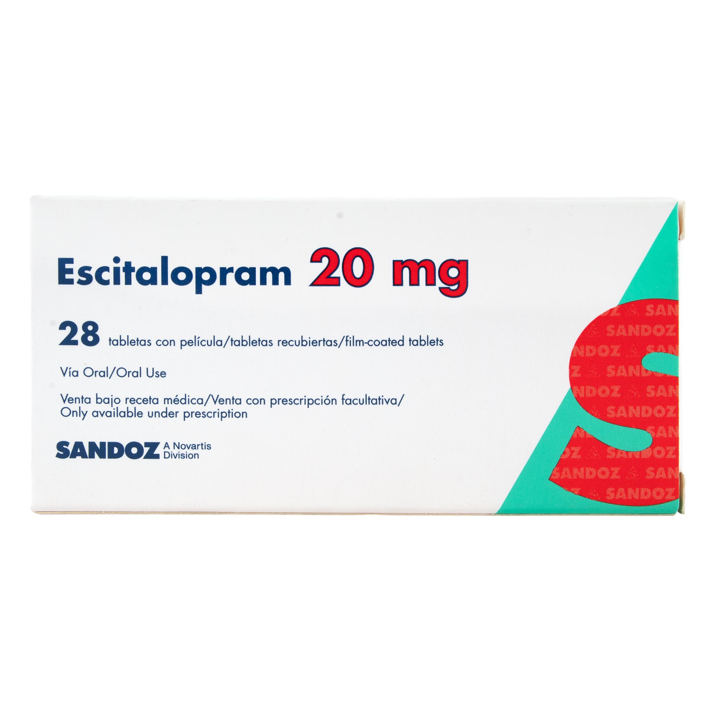 Escitalopram 20 mg - 28 tabletas (Novartis)
