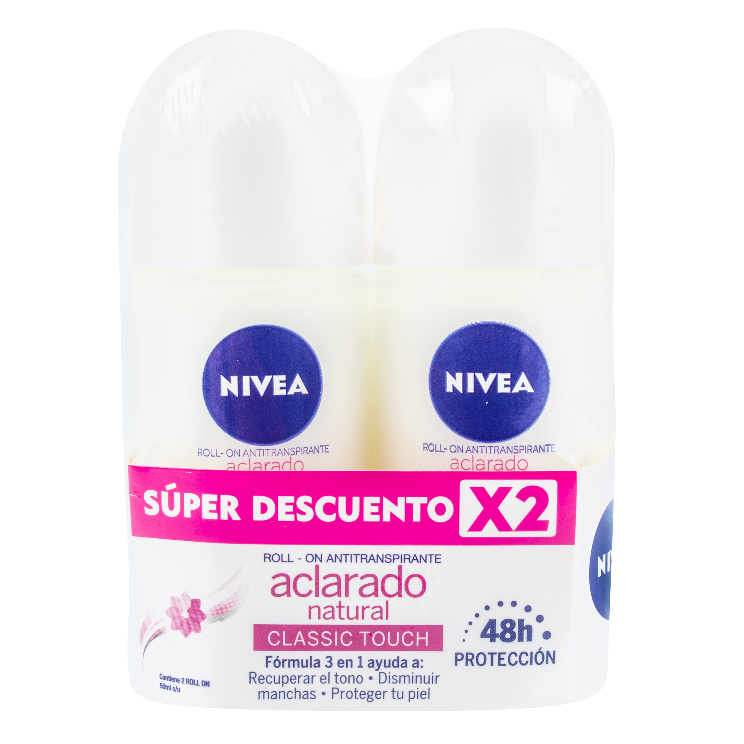 Desodorante roll-on NIVEA Natural 50 ml – pack de 2