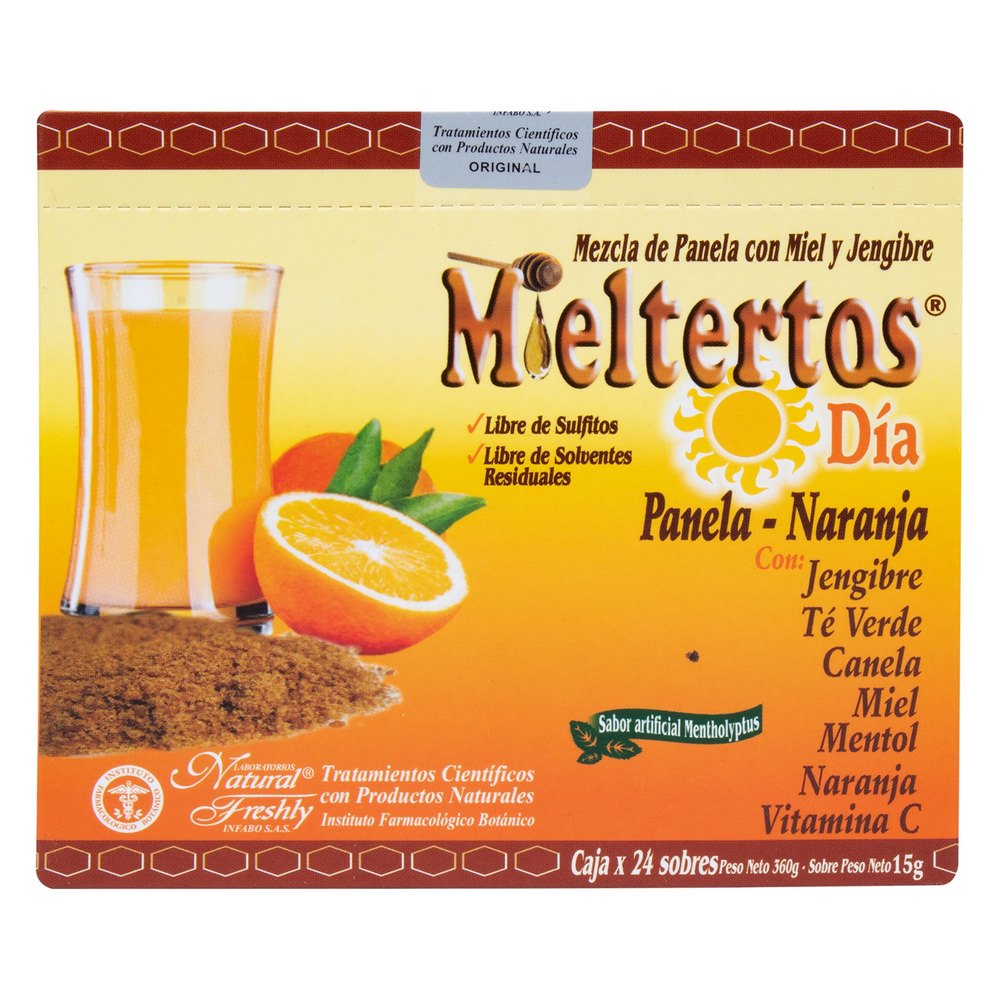 Mieltertos Gripa Día - Panela Naranja, 24 sobres