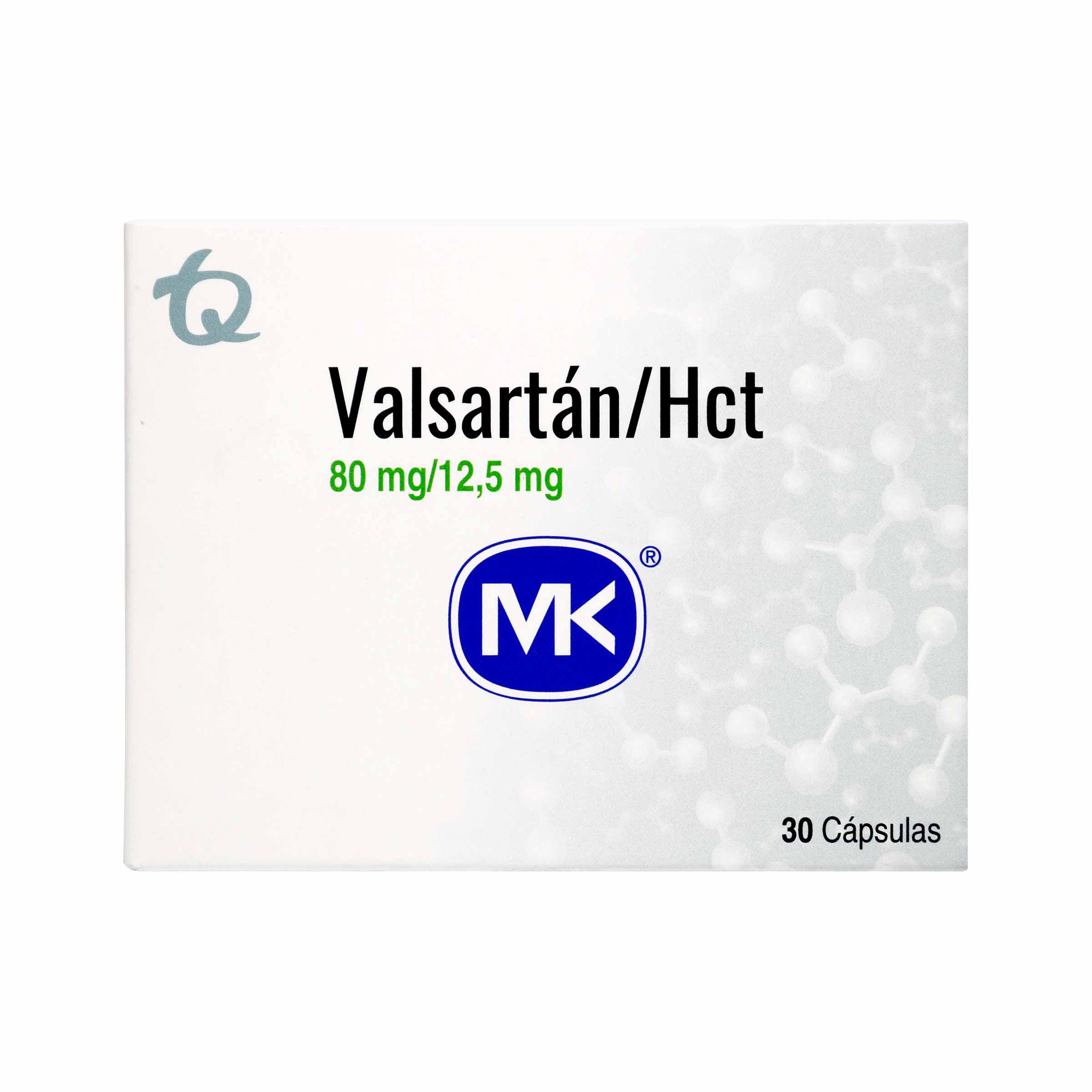 Valsartán 80 mg + Hidroclorotiazida 12.5 mg - 30 tabletas