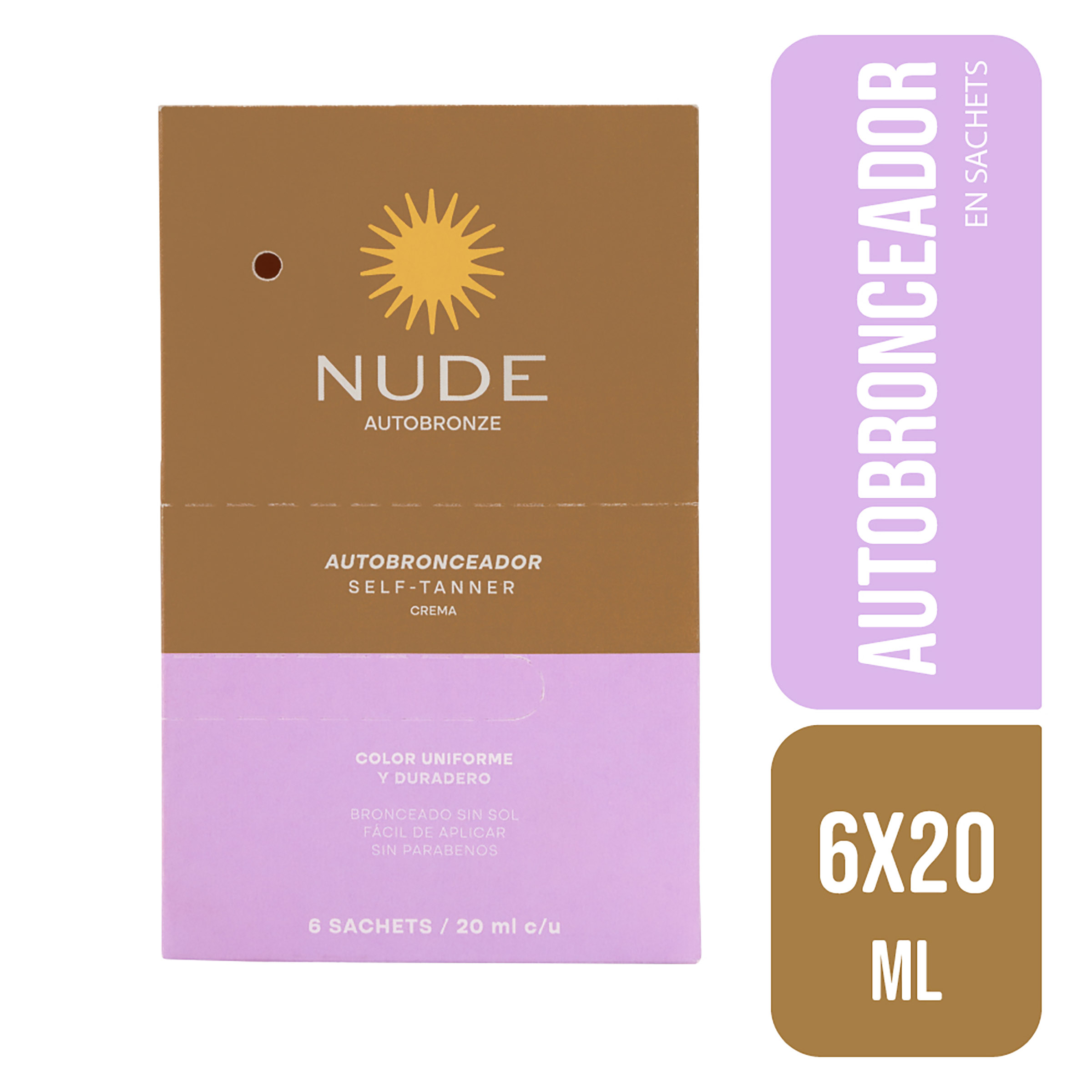 Autobronceador Nude Self Tanner 20 ml – Pack 6