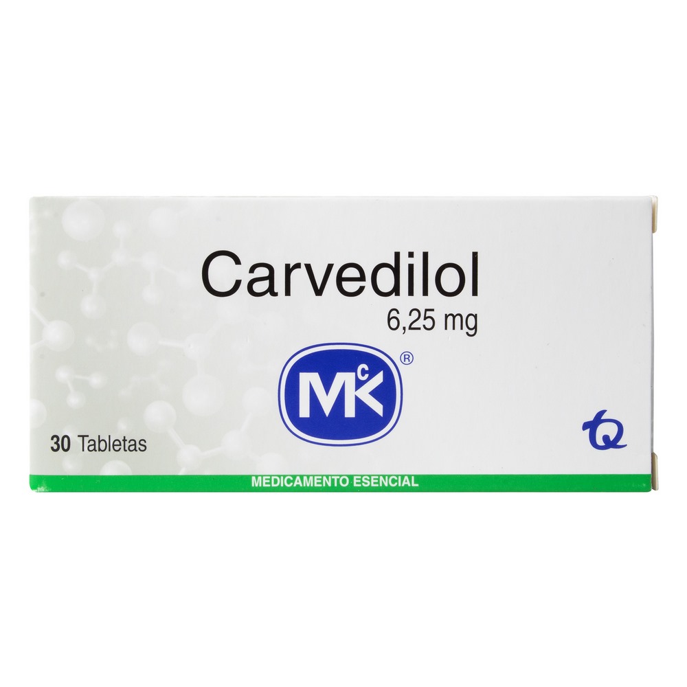 Carvedilol 6.25 mg — 30 tabletas