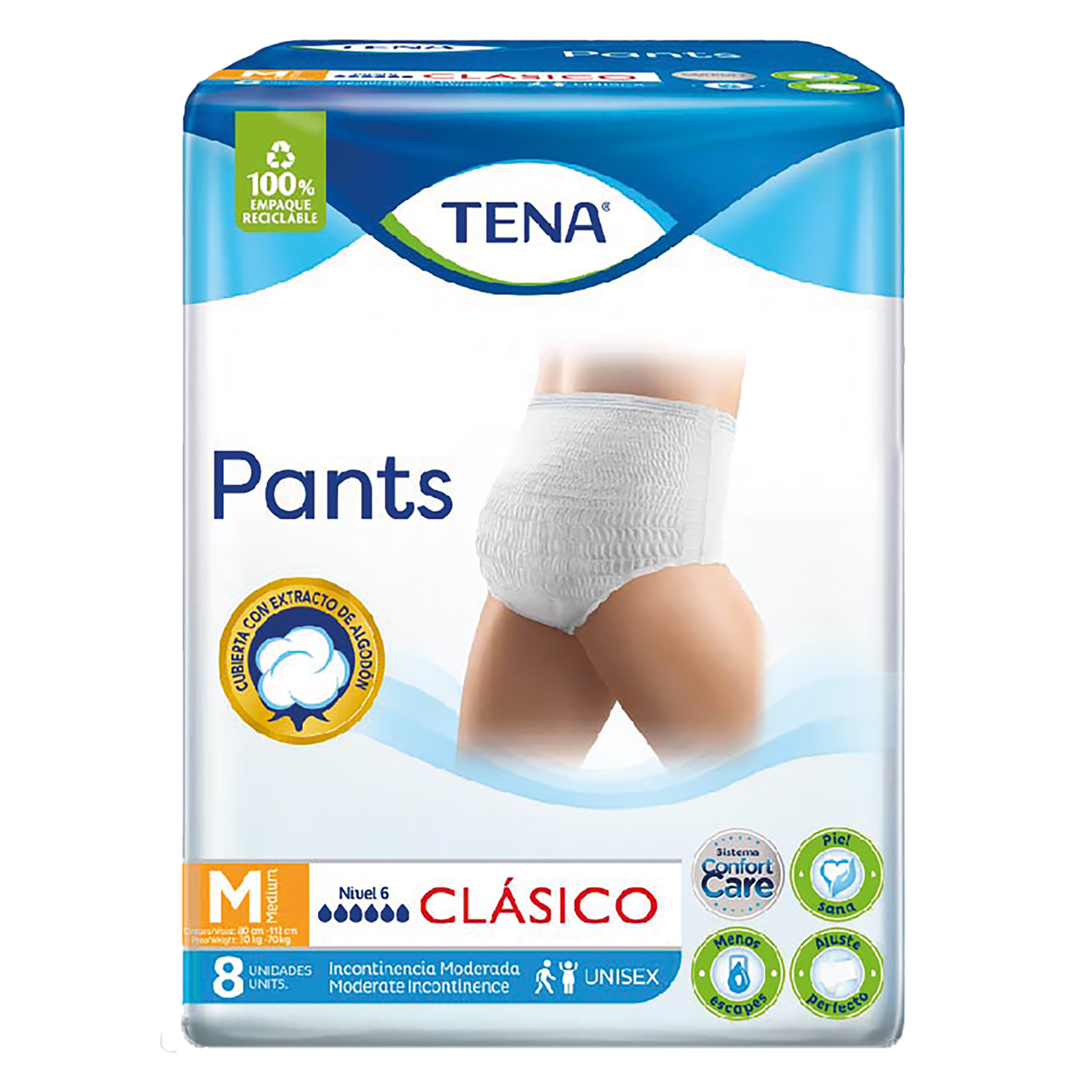 Pañales para incontinencia TENA Pants Clásico Medium – 8 unidades