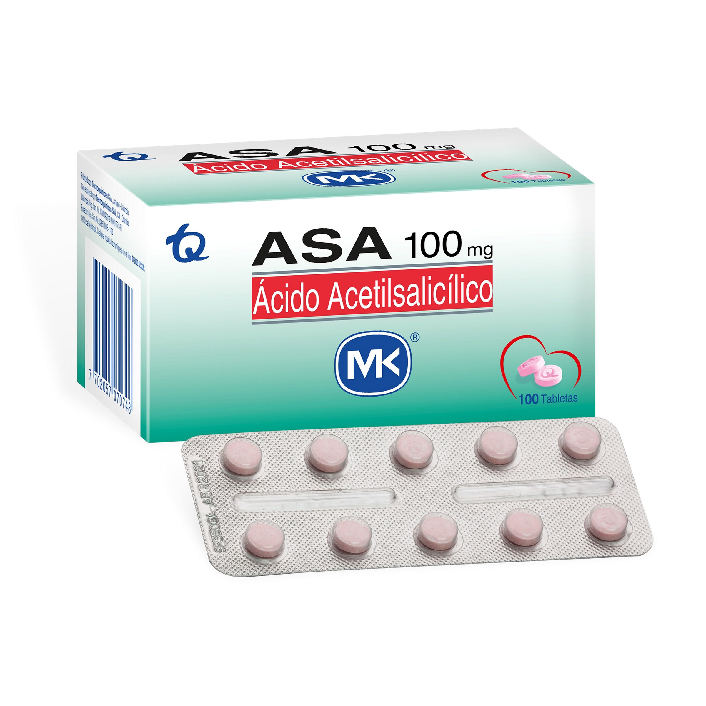 ASA 100 mg – 100 tabletas (acetilsalicílico)