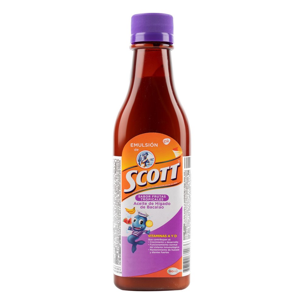 Emulsión Scott Fruta Tropical 180 ml Vitamina A y D