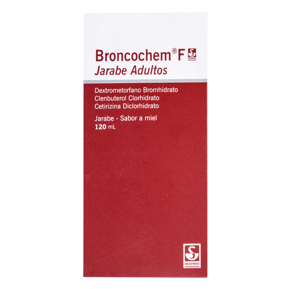BroncoChem F Adulto Jarabe 120 ml Cetirizina Clenbuterol Dextrometorfano
