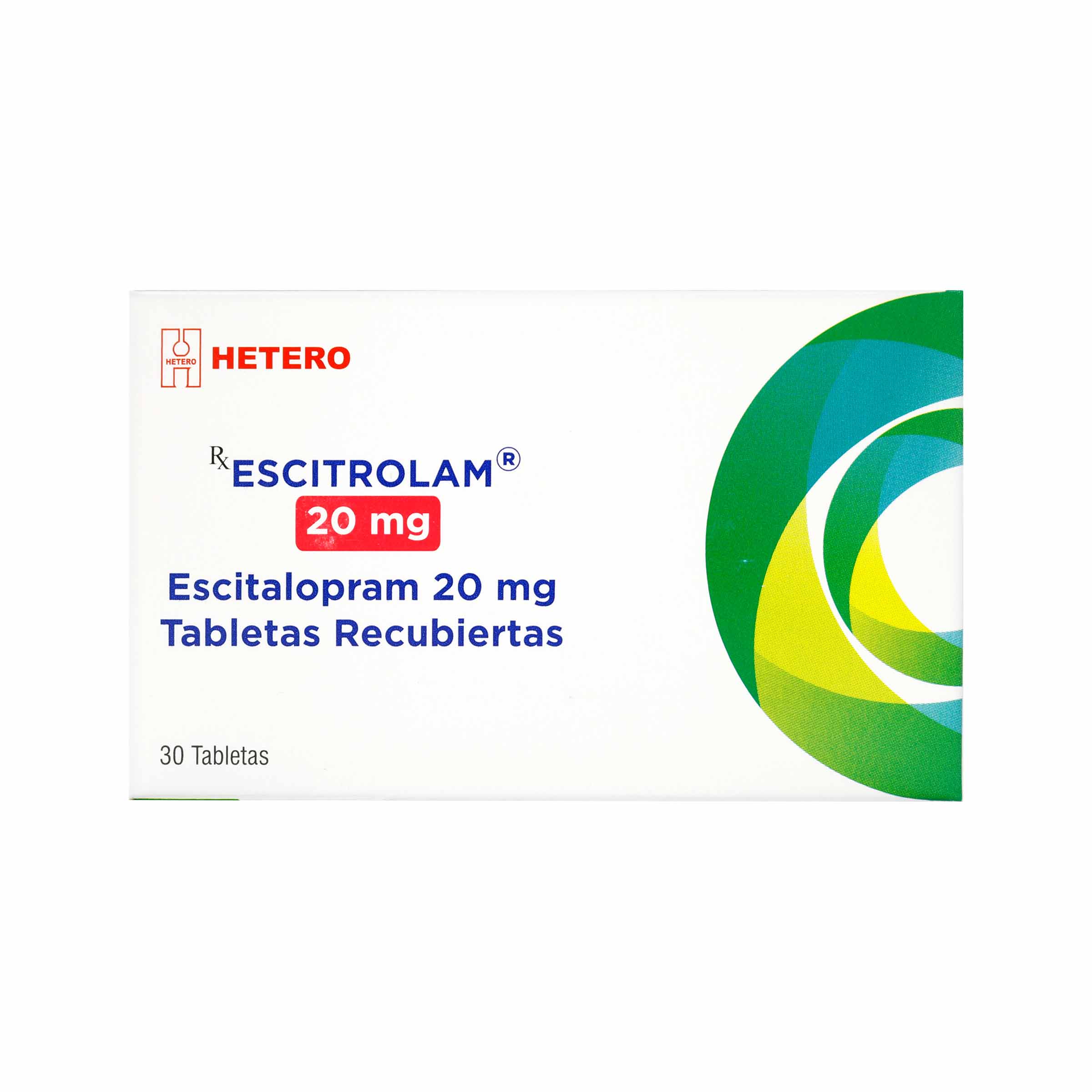 Escitrolam 20 mg - 30 comprimidos - Hetero