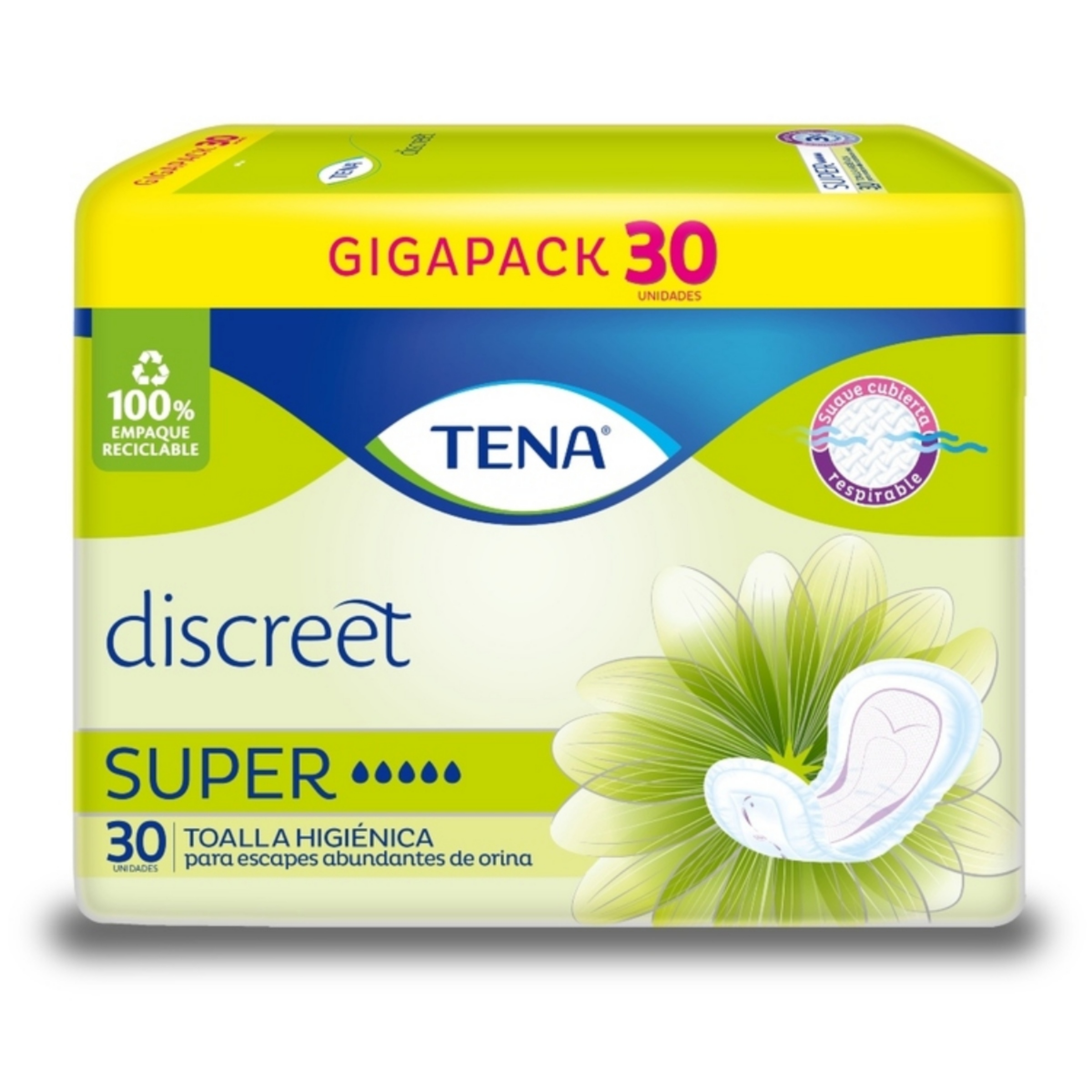 TENA Mujer Super – 30 Toallas Absorbentes