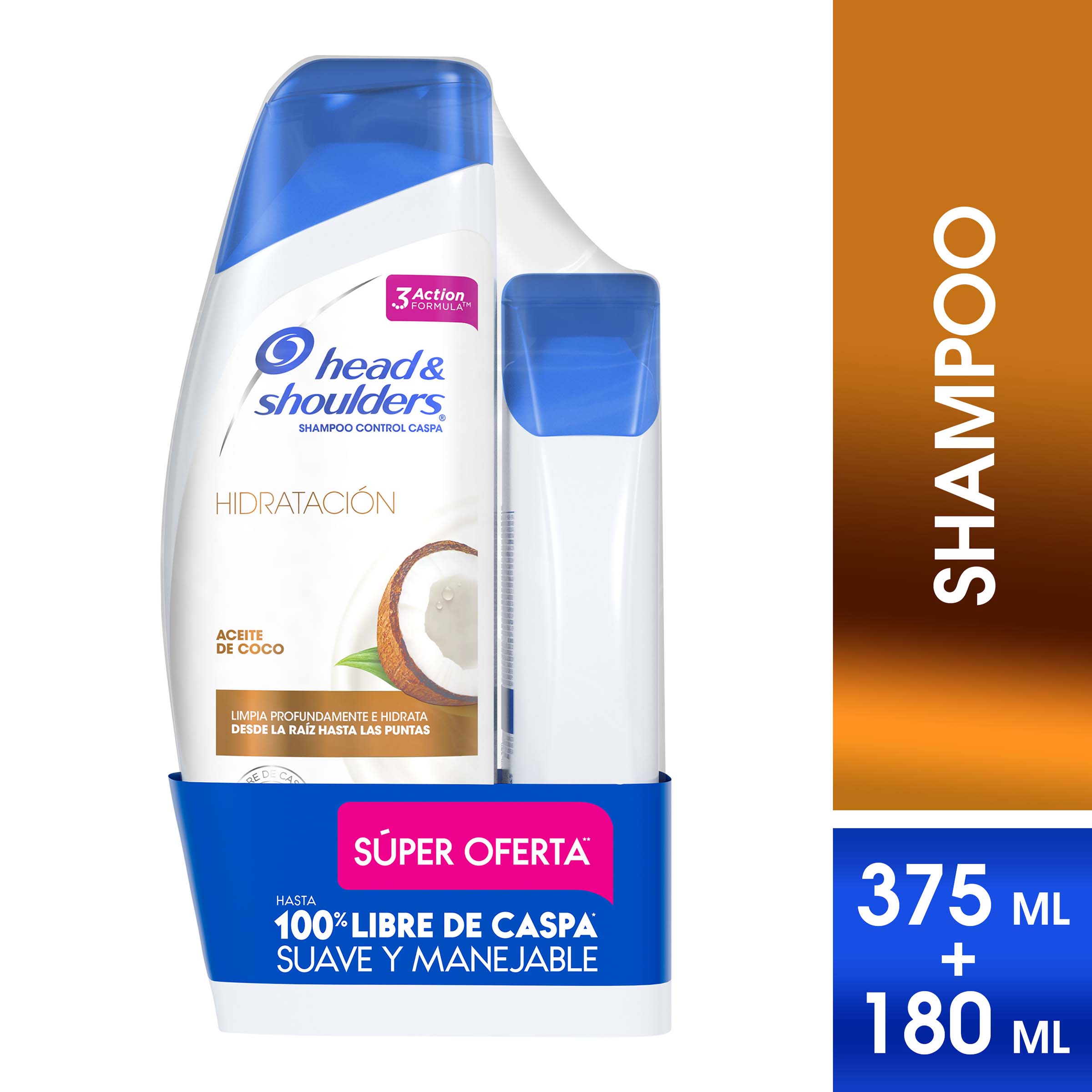 Champú Head & Shoulders Hidratante 375 ml + 180 ml