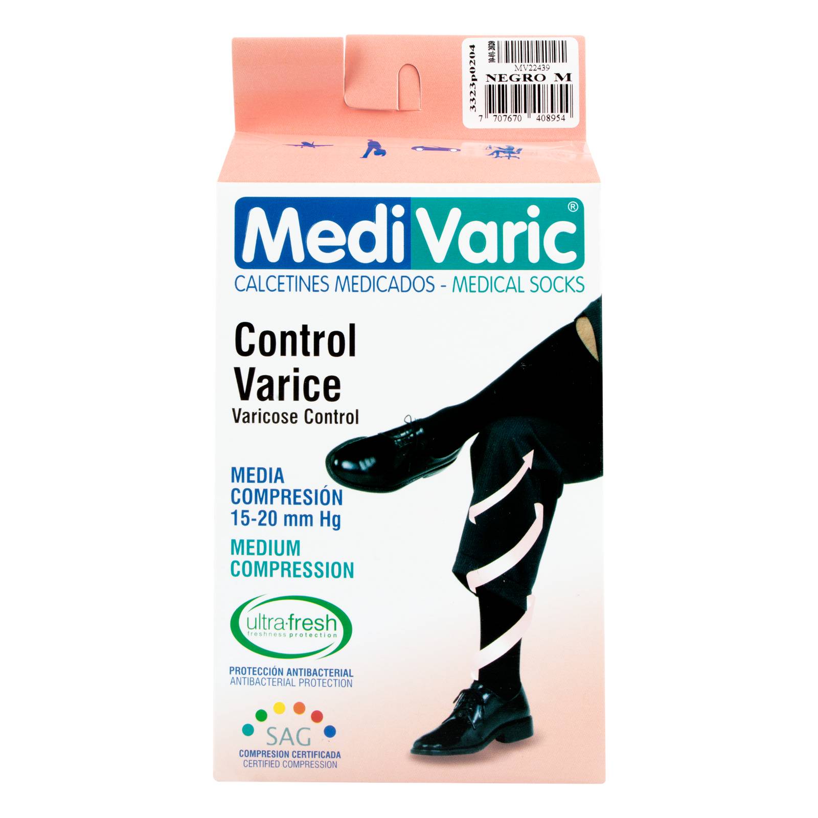 Calcetín médico Mediva – talla media, color negro