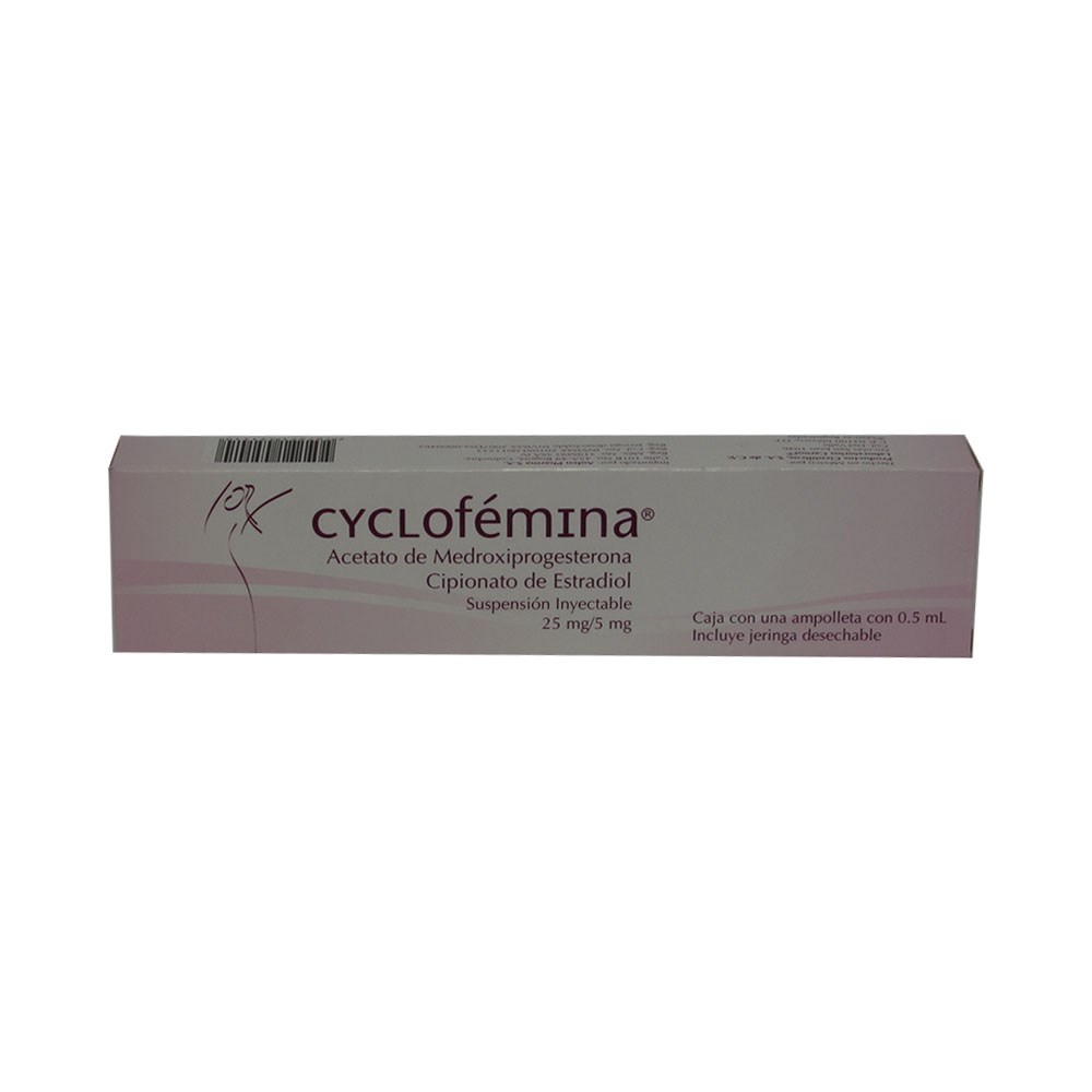 CycloFeminina 1 ampolla + jeringa – medroxiprogesterona y estradiol