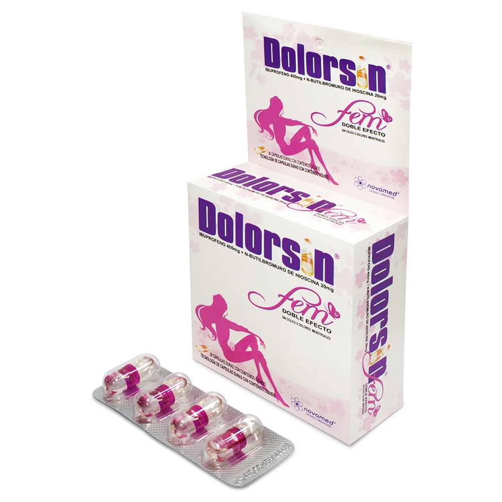 DOLORSIN FEM 36 cápsulas | Hioscina e Ibuprofeno