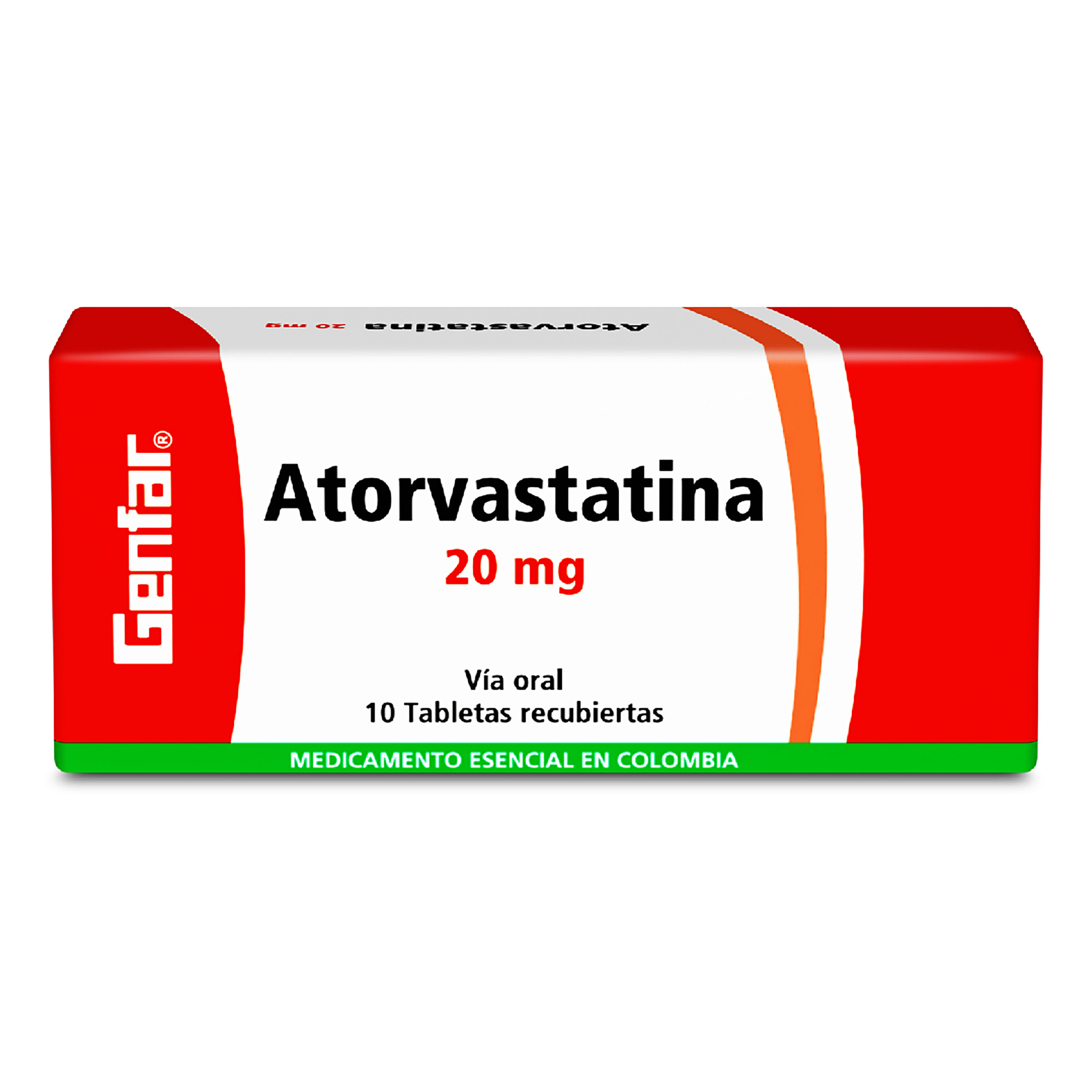 Atorvastatina 20 mg, 10 tabletas - Genfar