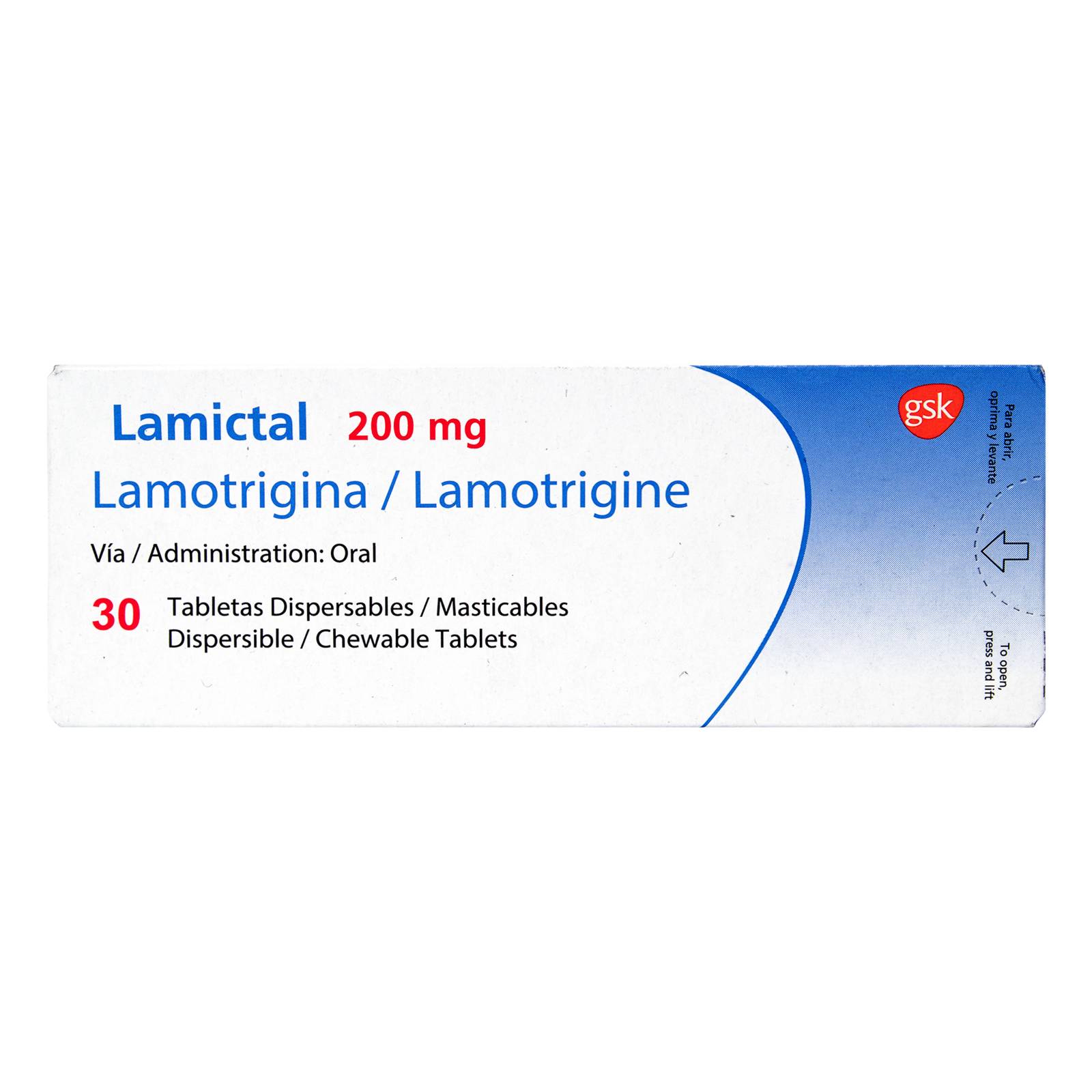 Lamictal 200 mg Lamotrigina - 30 tabletas