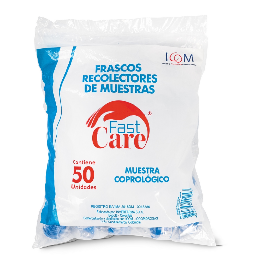 Frascos recolectores de muestra coprológica 50 uds – ICOM