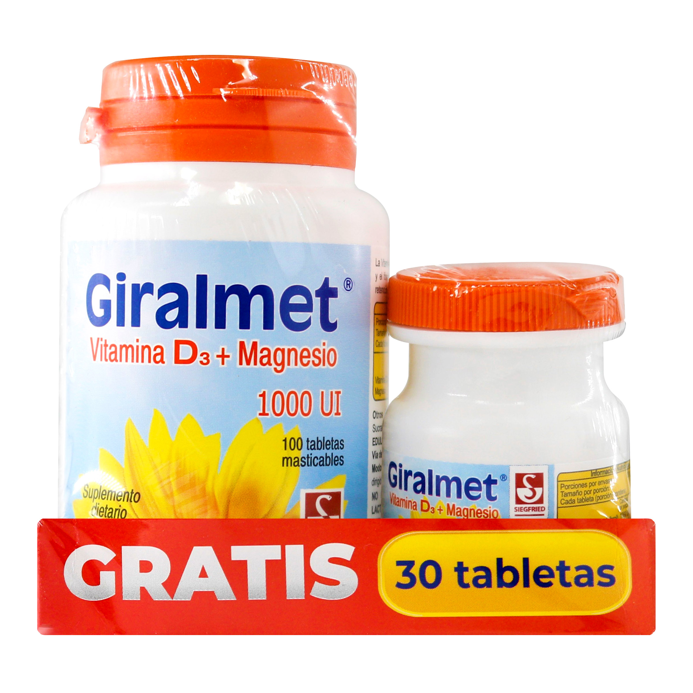 Giralmet 1000 UI - 100 tabletas Vitamina D y Magnesio LAB.SIEGFRIED S.A
