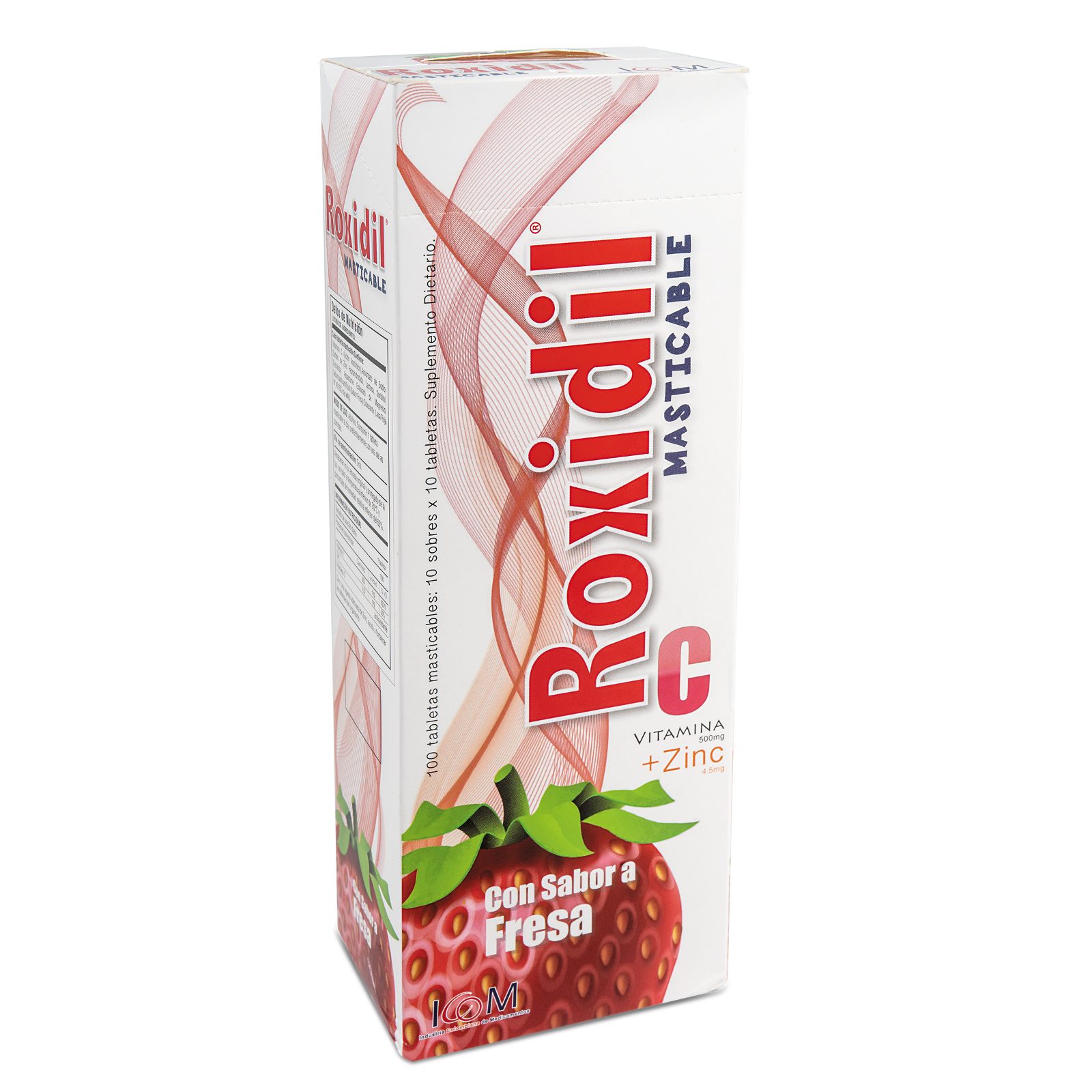 Roxidil Vit C fresa 500 mg – 100 tabletas (ICOM)