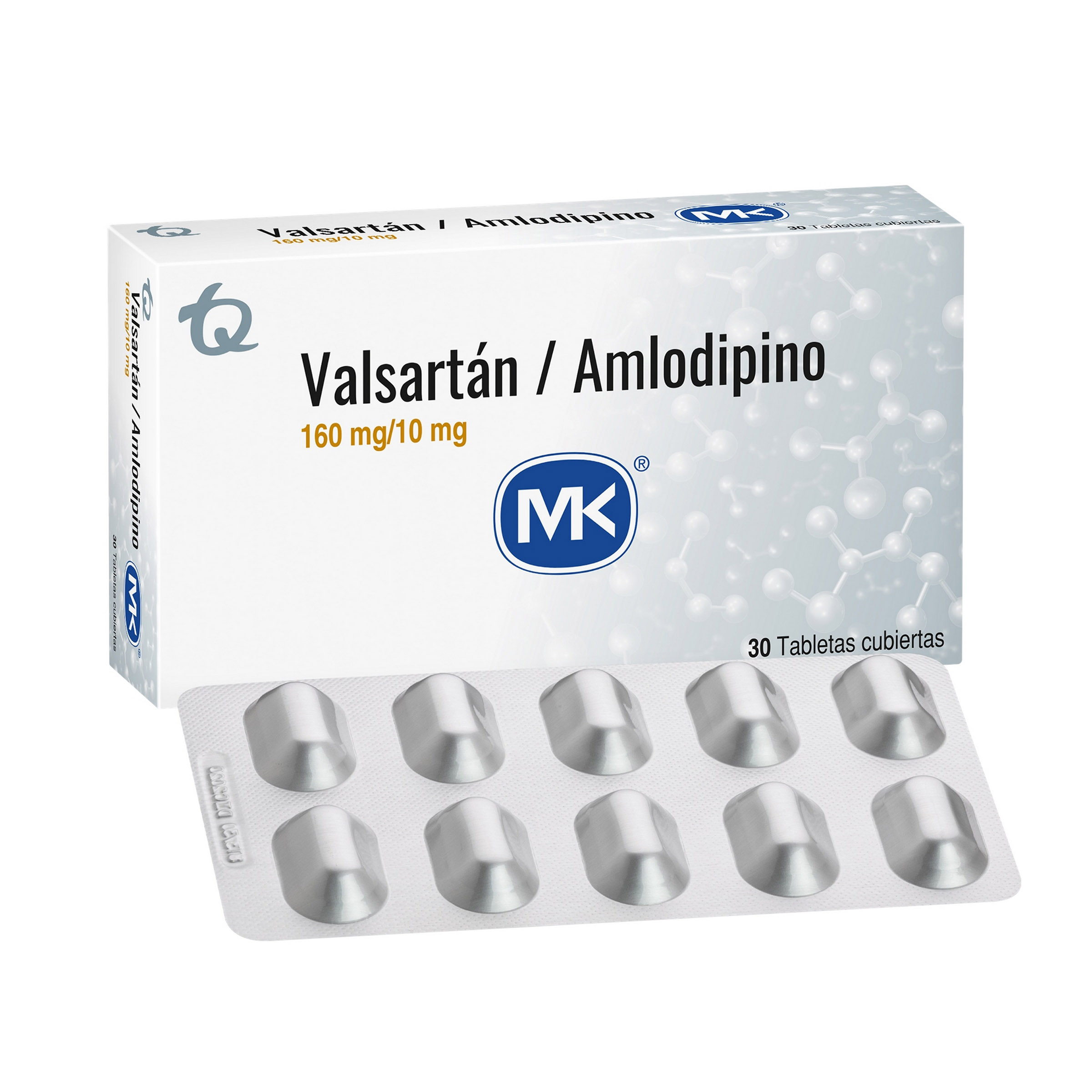 Valsartán 160/10 mg + Amlodipino 30 tabletas