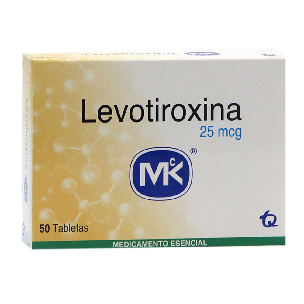 Levotiroxina sodica 25 mcg, 30 tabletas
