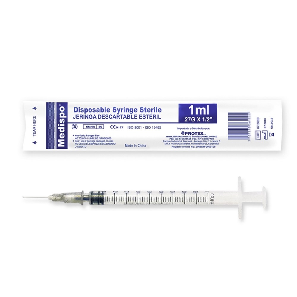 Jeringa Medispo Insulina 1 ml 27x1/2 tapa naranja