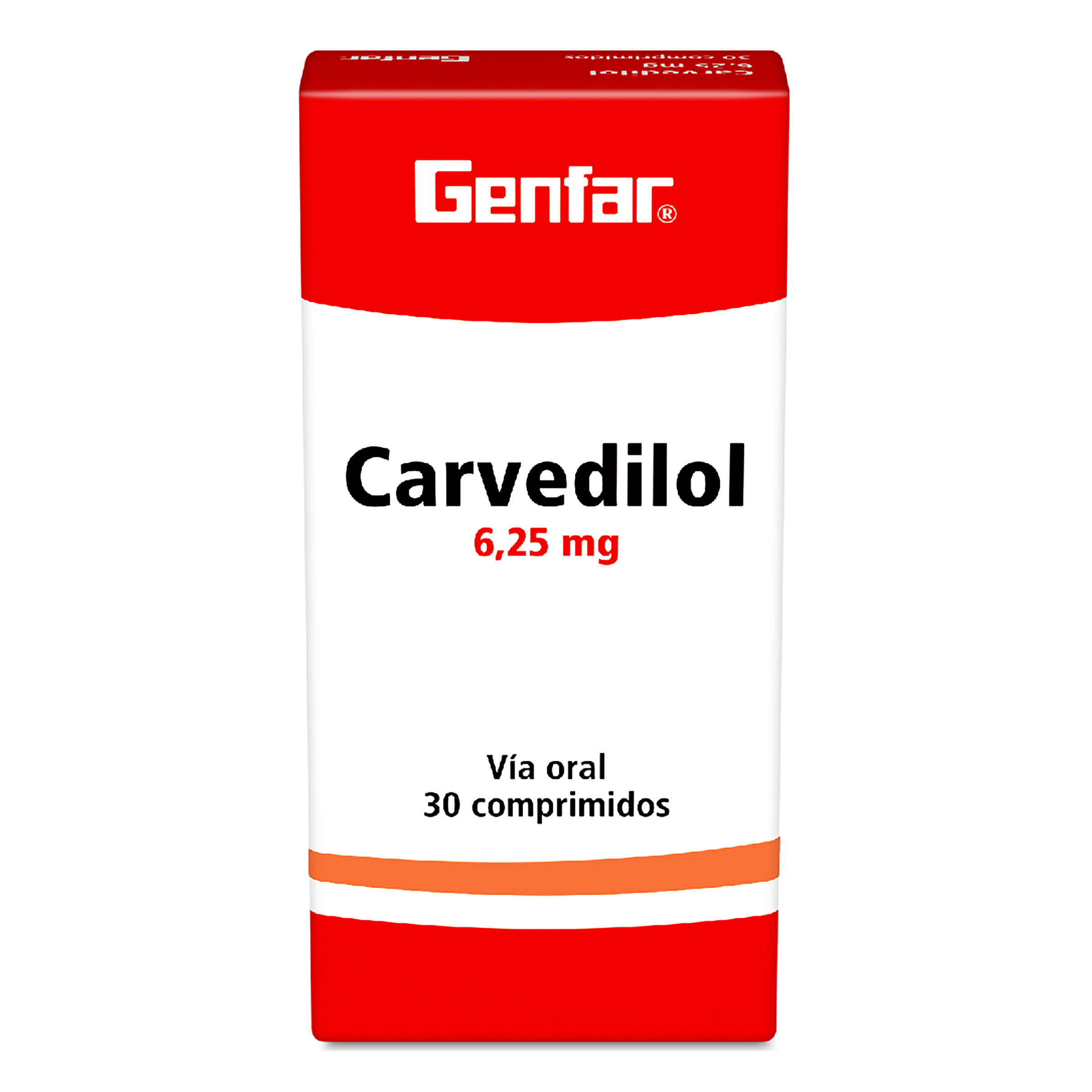 Carvedilol 6,25 mg - 30 tabletas