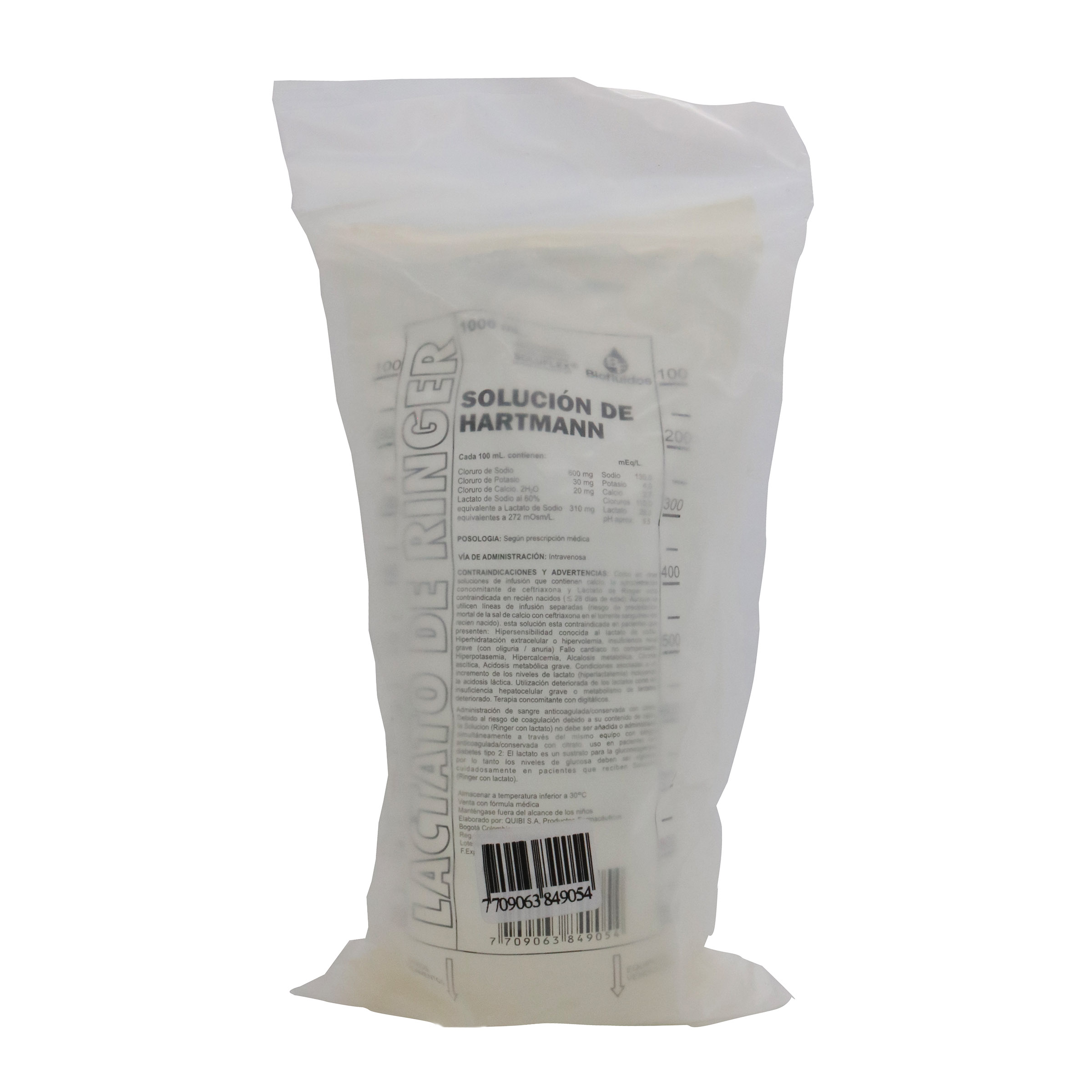 Solución lactato de Ringer 1000 mL – QUIBI BOL (electrolíticas)