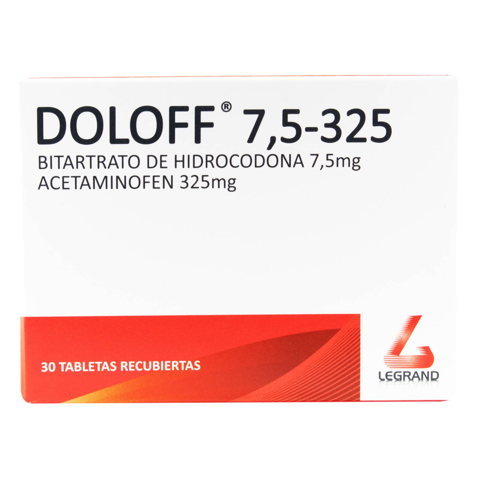 DOLOFF 7.5-325 mg – 30 tabletas (hidrocodona/acetaminofén)
