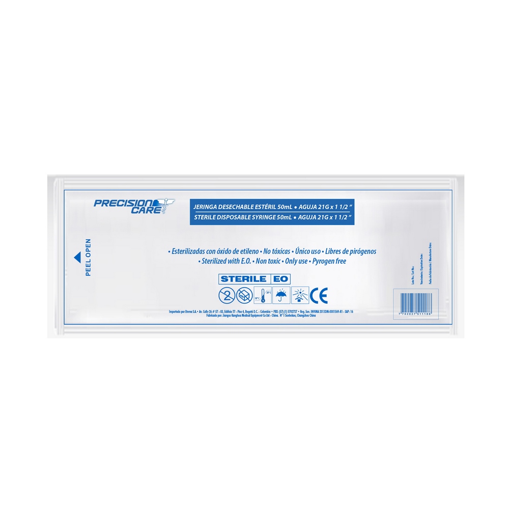 Jeringa 50 ml 3 piezas con aguja precisión ETERNA
