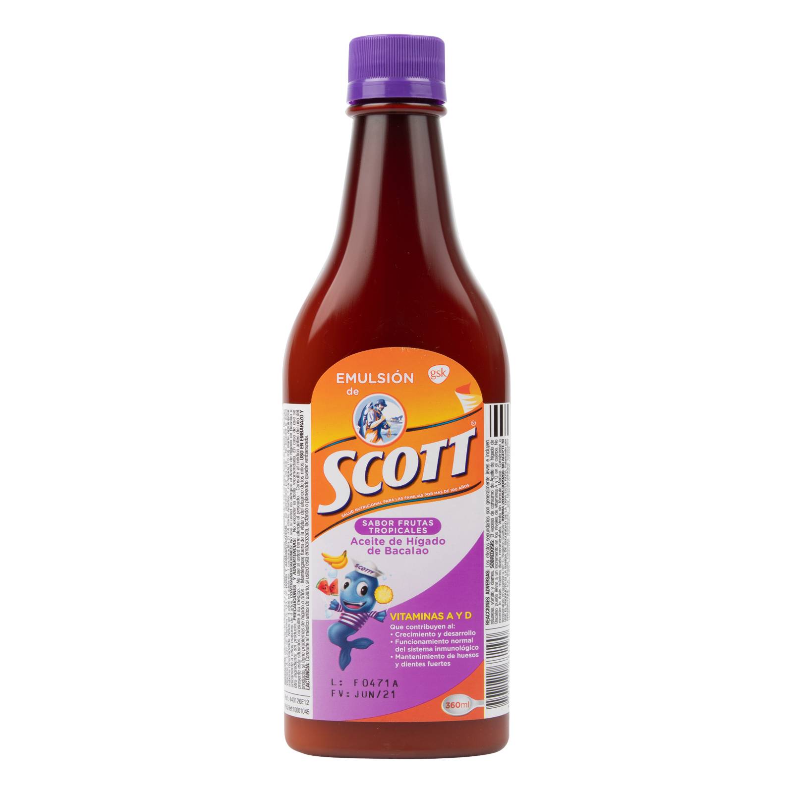 Emulsión Scott Tropical 360 ml Vitamina A y D