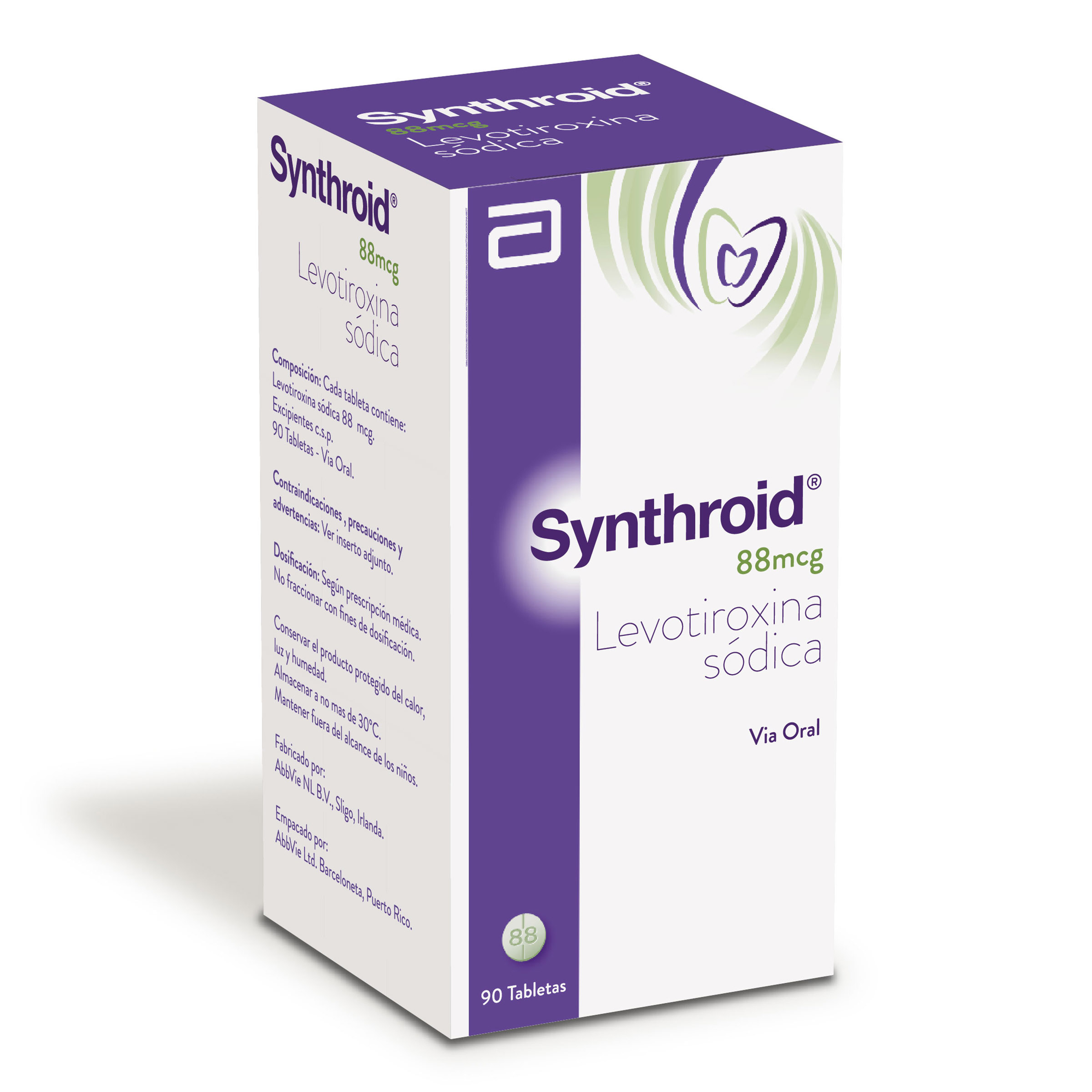 Synthroid 88 mcg - 90 tabletas