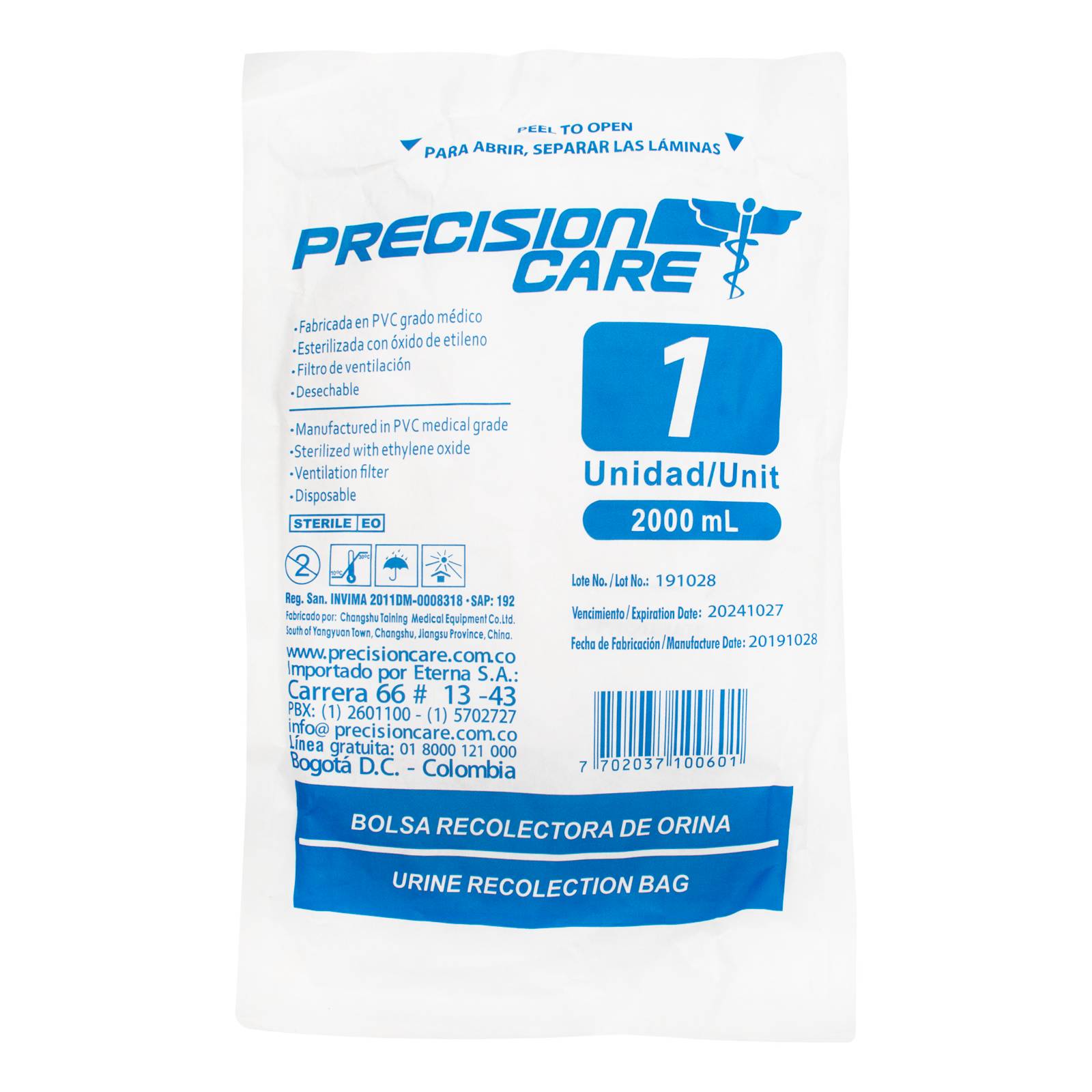 Bolsa recolectora de orina 2000 ml – Eterna Examen