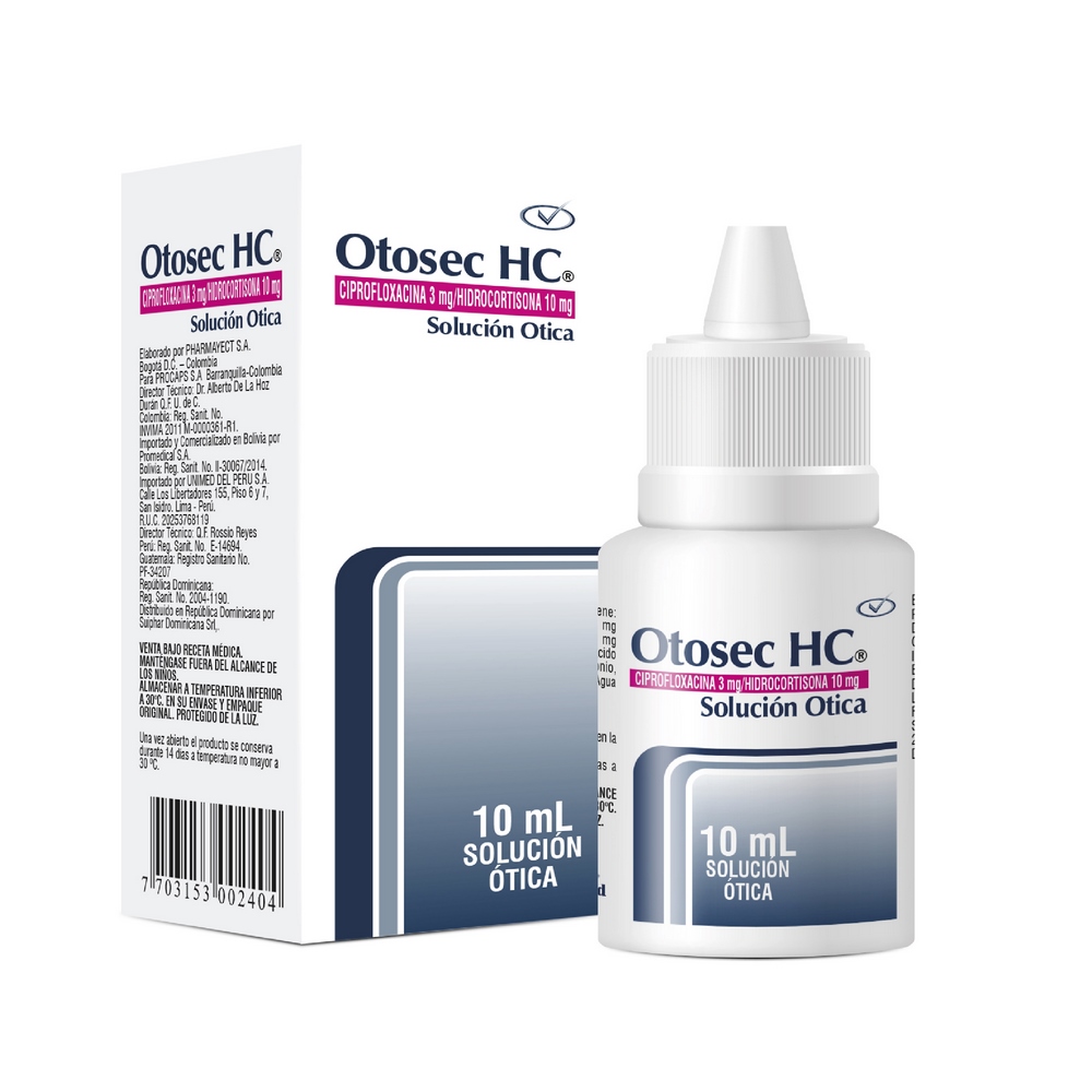 OTOSEC HC 0.3% Gotas Oticas 10 mL – Ciprofloxacina/Hidrocortisona