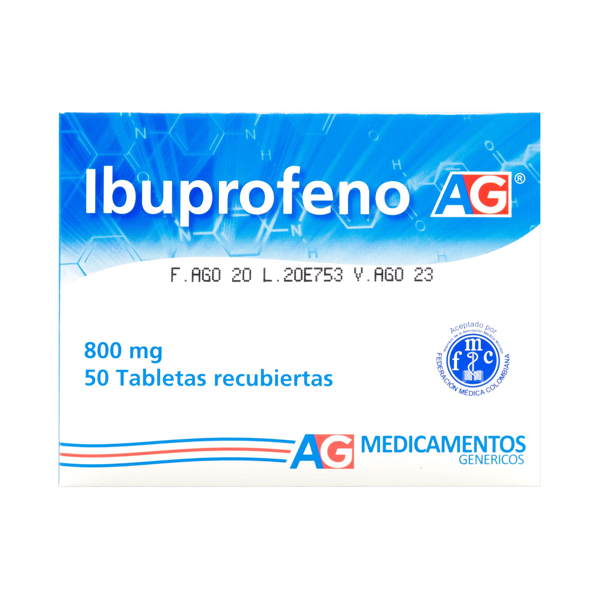 Ibuprofeno 800 mg – 50 tabletas