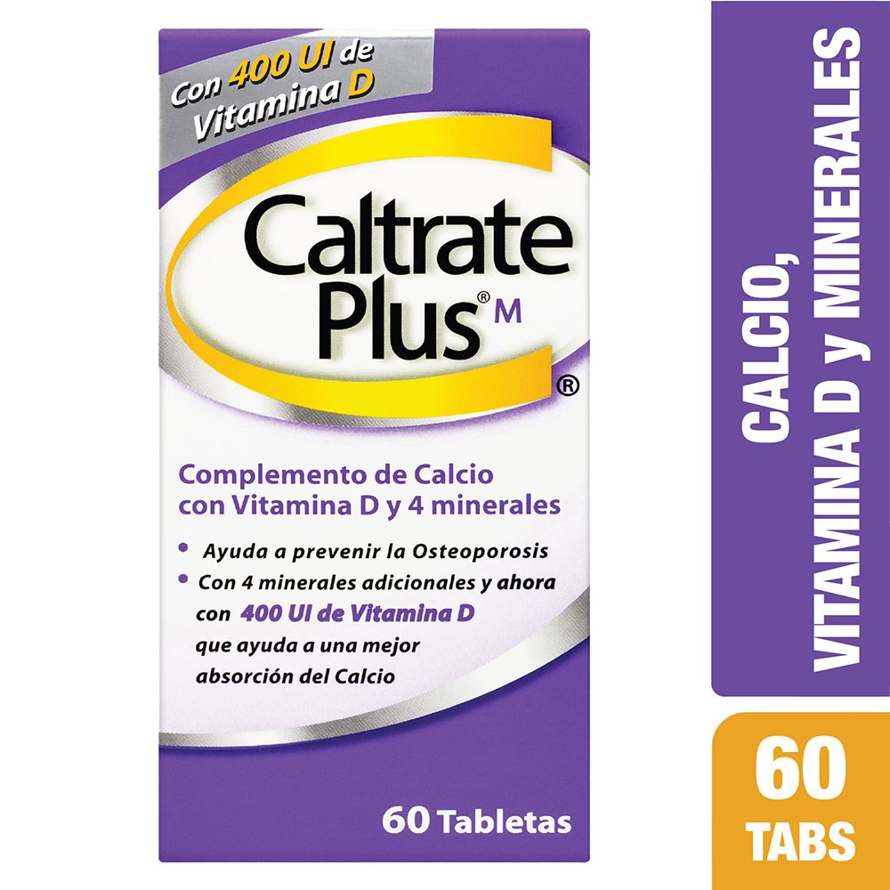 Caltrate Plus 400 UI: Calcio y Vitamina D + 4 Minerales (60 tabletas)