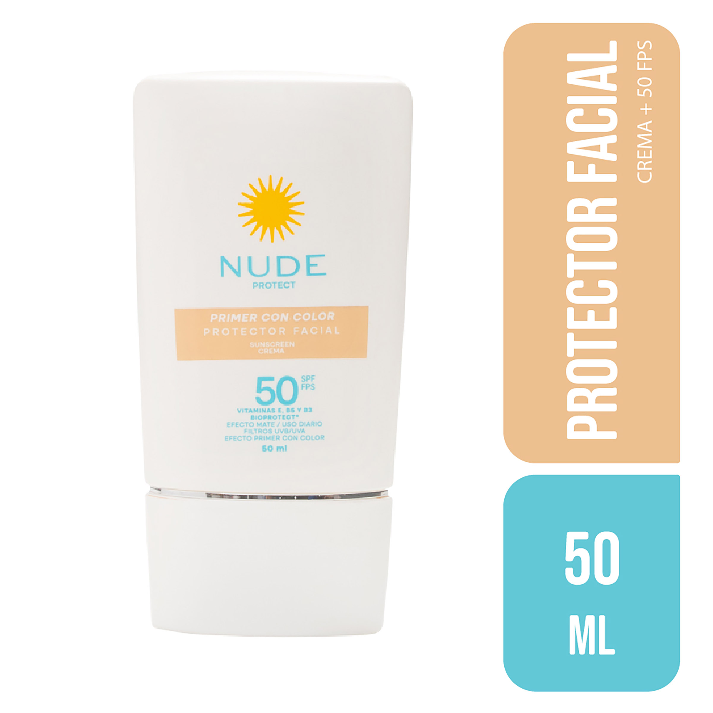 Protector solar facial SPF50 Nude Color Biopro 50 ml